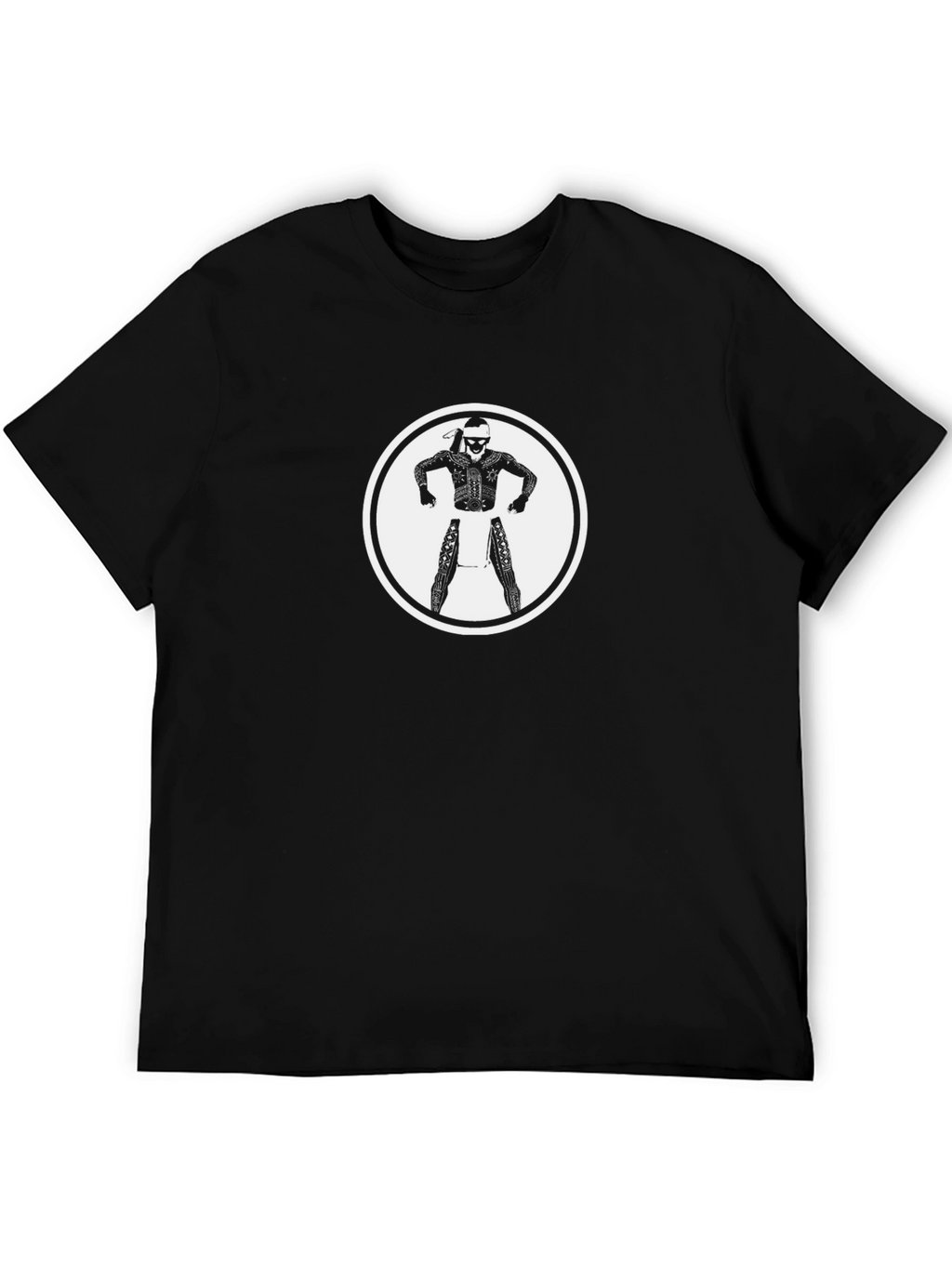 Black Graphic Tee with Warrior Design