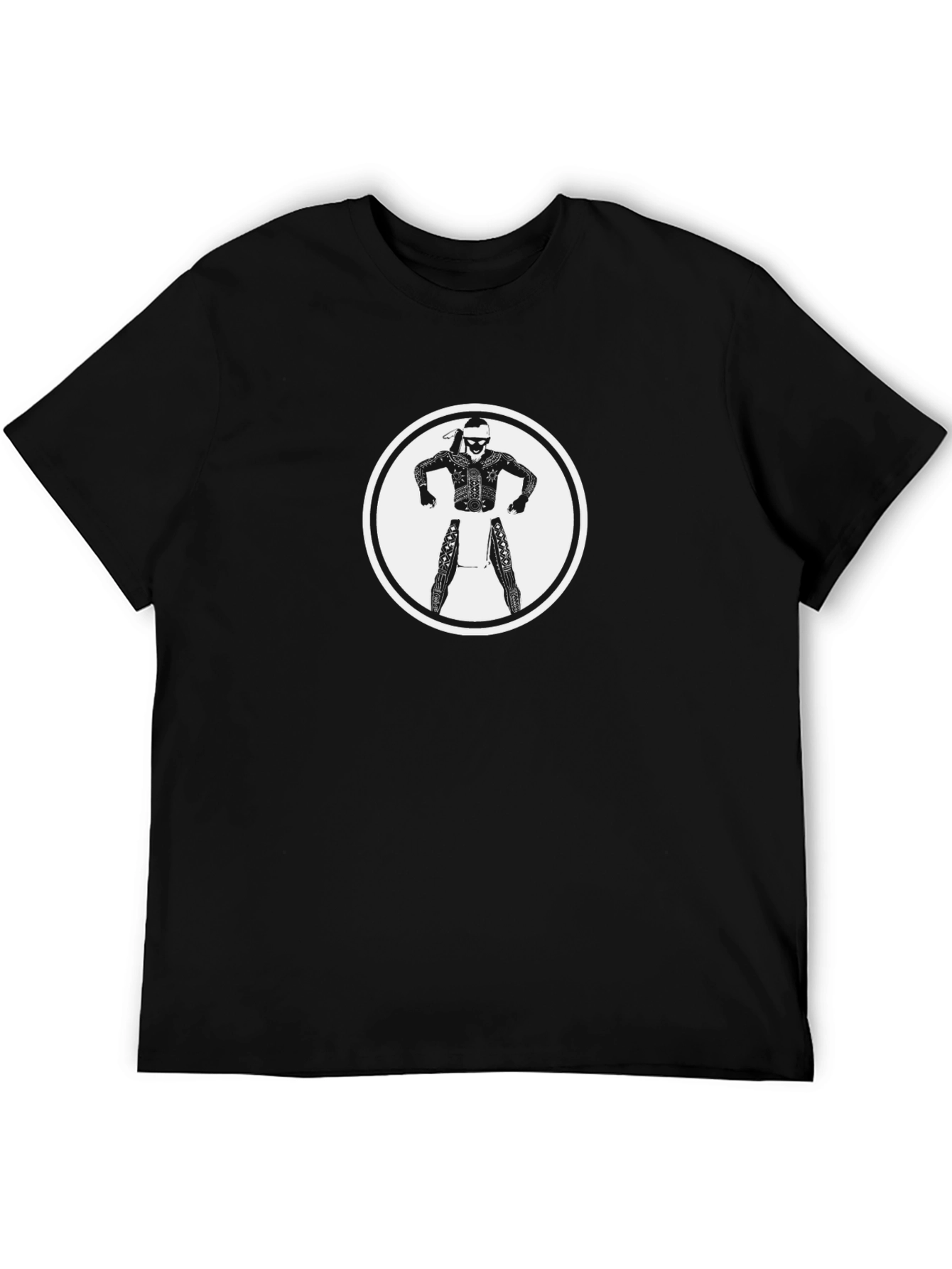 Black Graphic Tee with Warrior Design