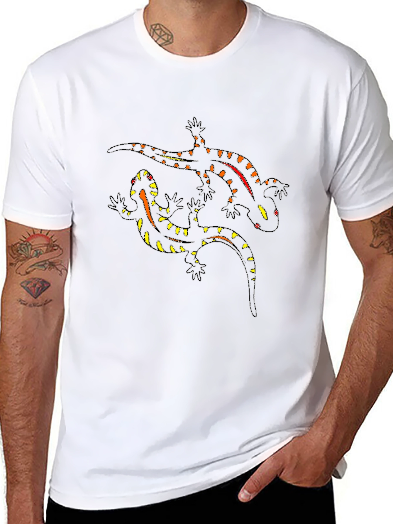 Salamander Print Black T-Shirt