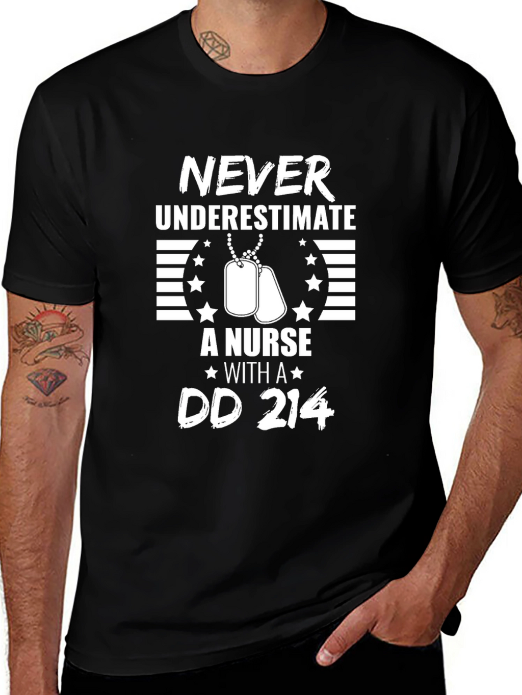 Never Underestimate a Nurse with a DD 214 T-Shirt