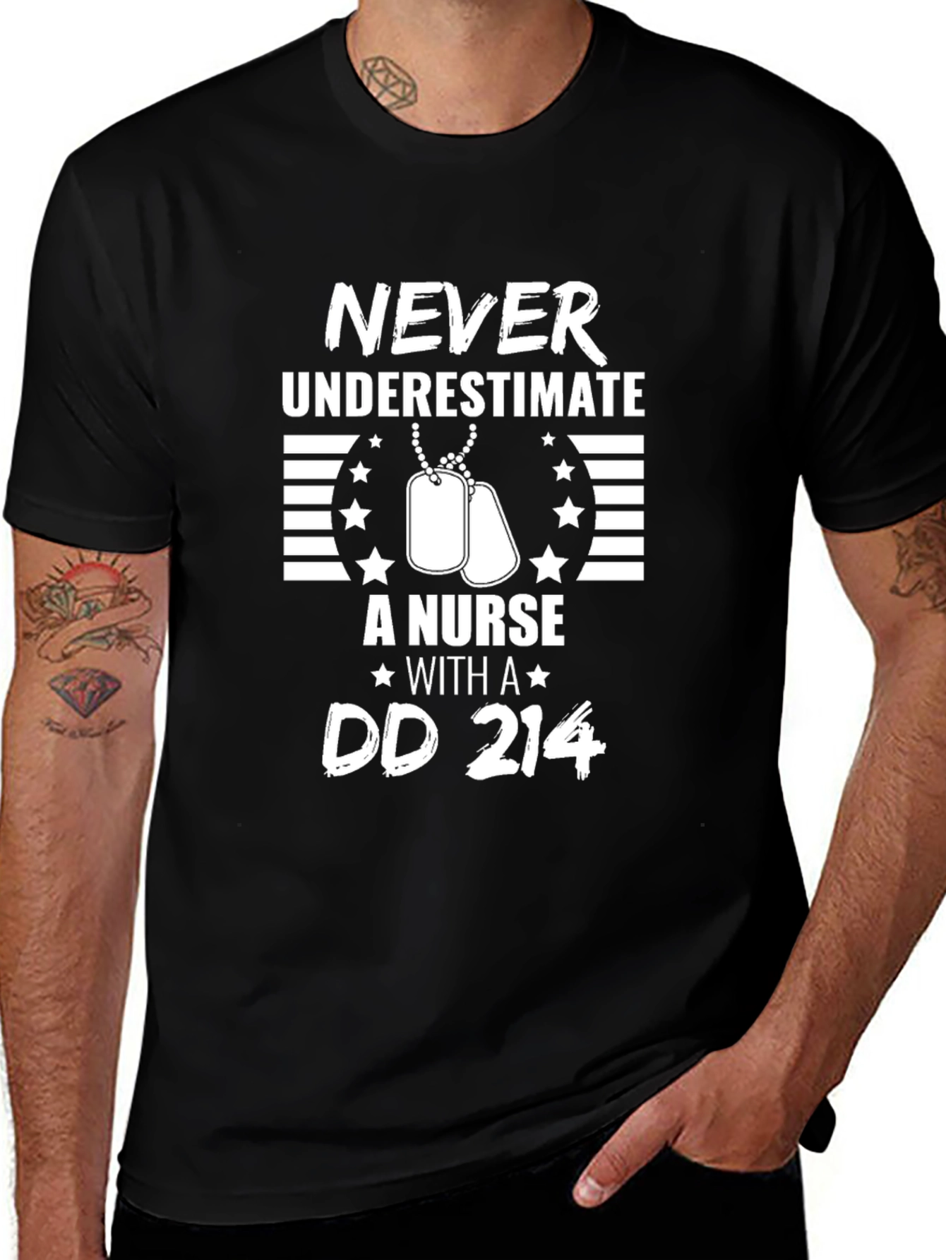 Never Underestimate a Nurse with a DD 214 T-Shirt