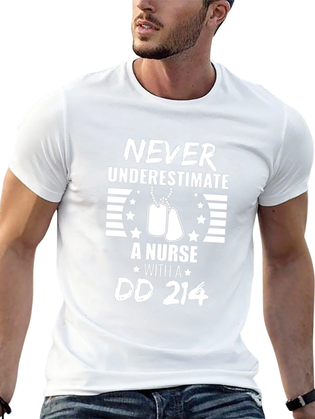 Never Underestimate a Nurse with a DD 214 T-Shirt