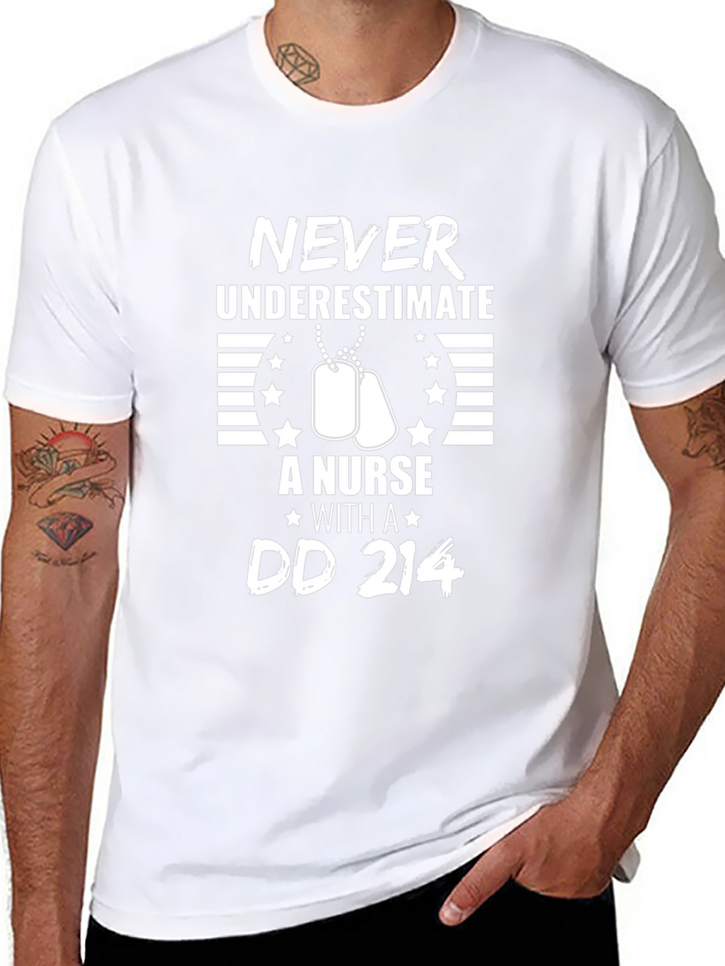 Never Underestimate a Nurse with a DD 214 T-Shirt