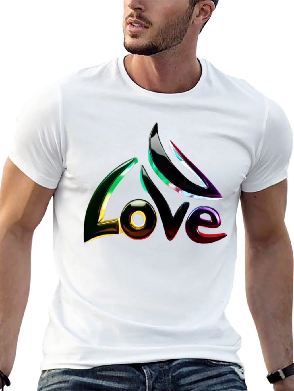 Mens Black LOVE Graphic Tee