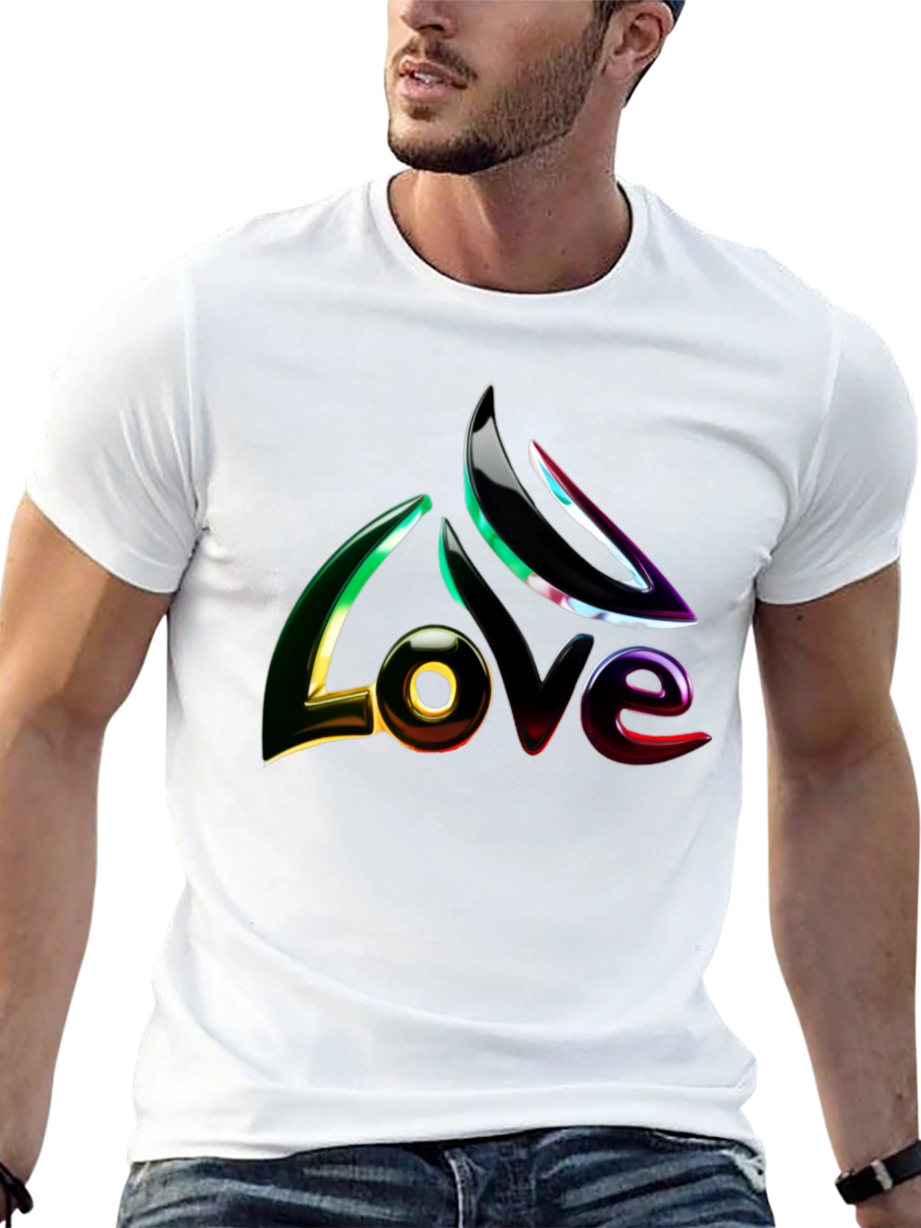 Mens Black LOVE Graphic Tee