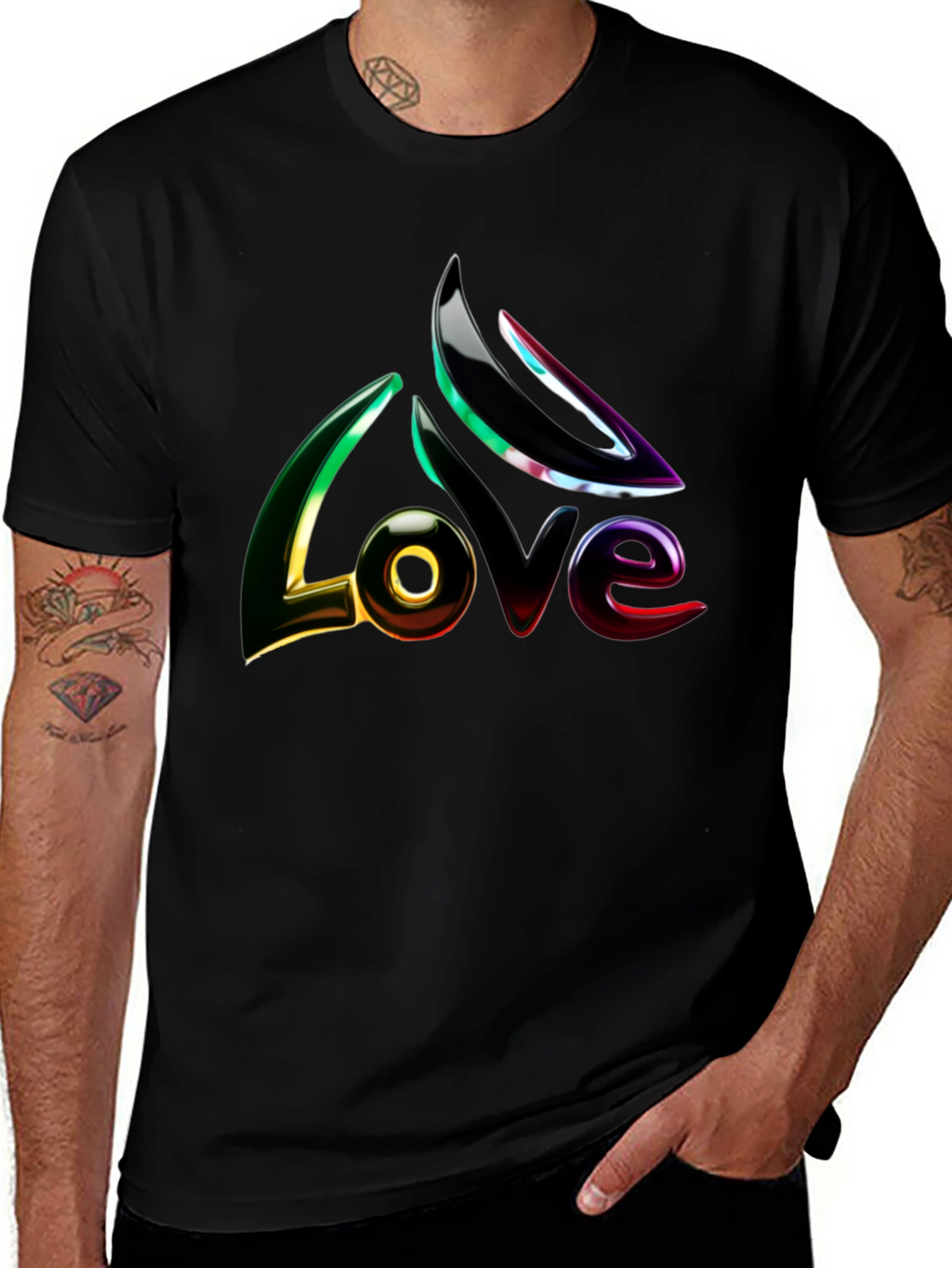 Mens Black LOVE Graphic Tee