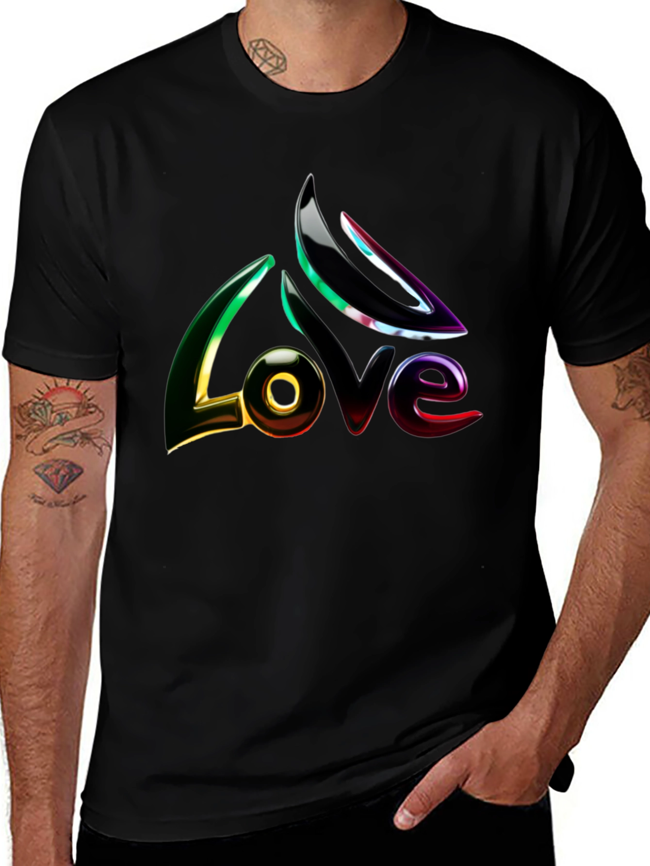 Mens Black LOVE Graphic Tee