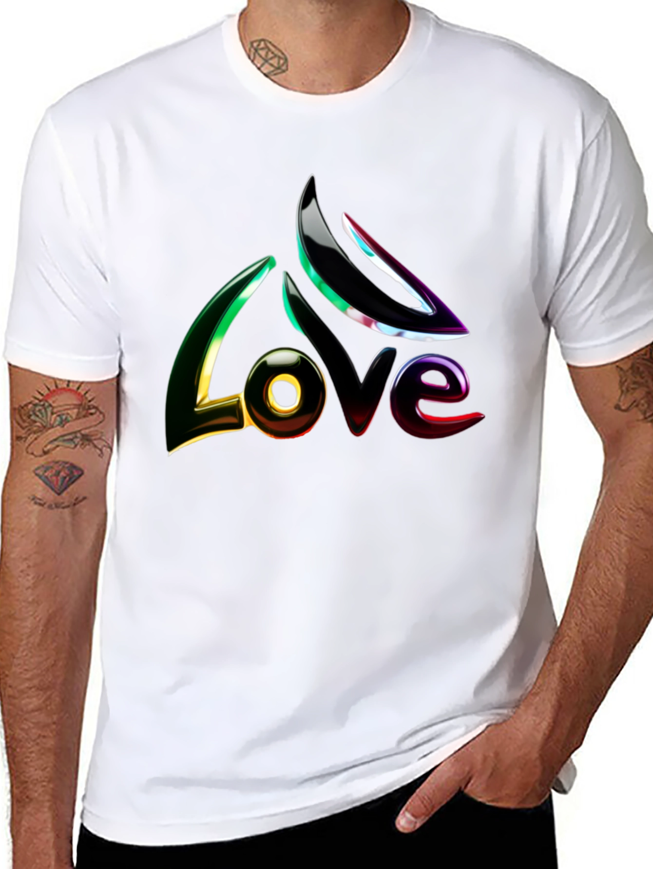 Mens Black LOVE Graphic Tee