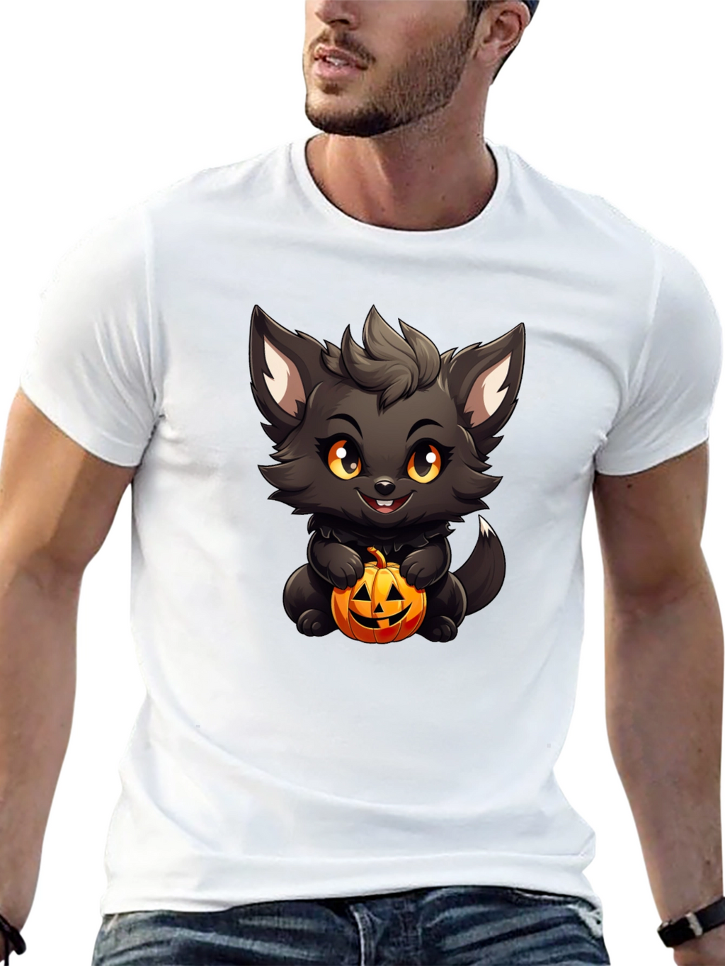 Halloween Kitten Black T-Shirt