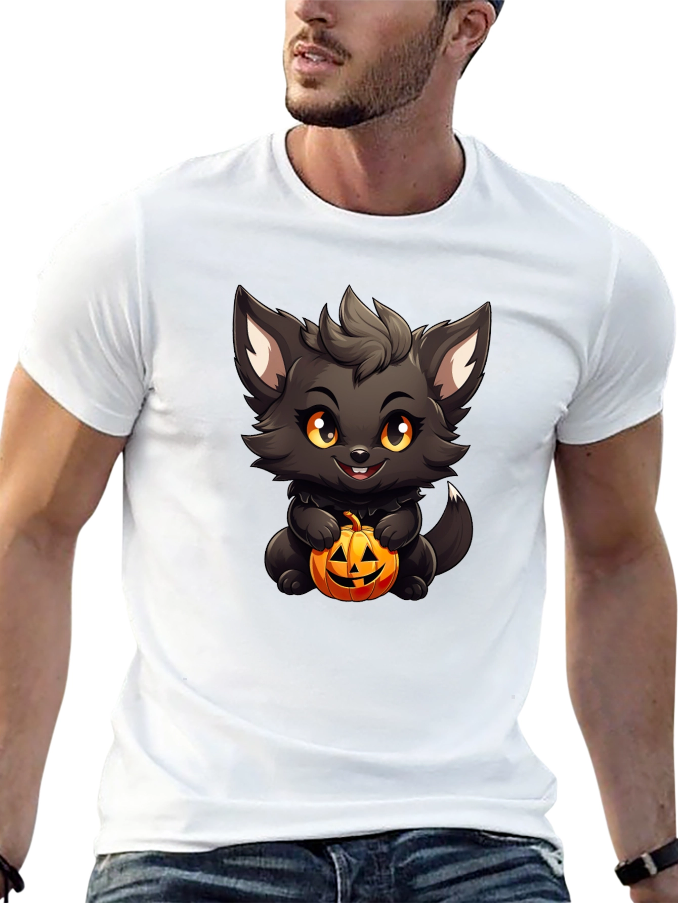 Halloween Kitten Black T-Shirt