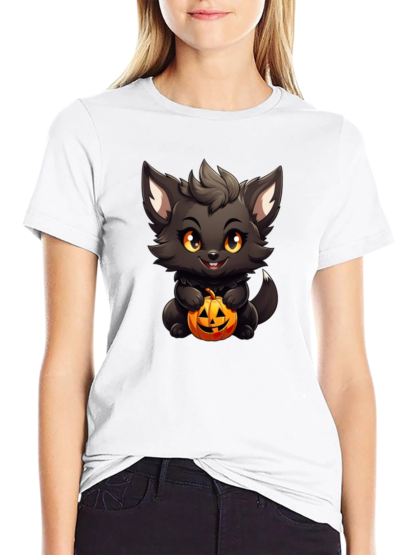 Halloween Kitten Black T-Shirt