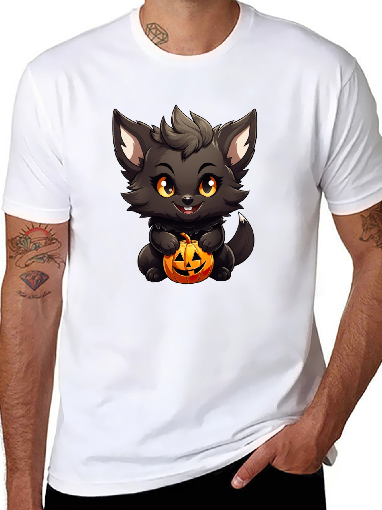 Halloween Kitten Black T-Shirt