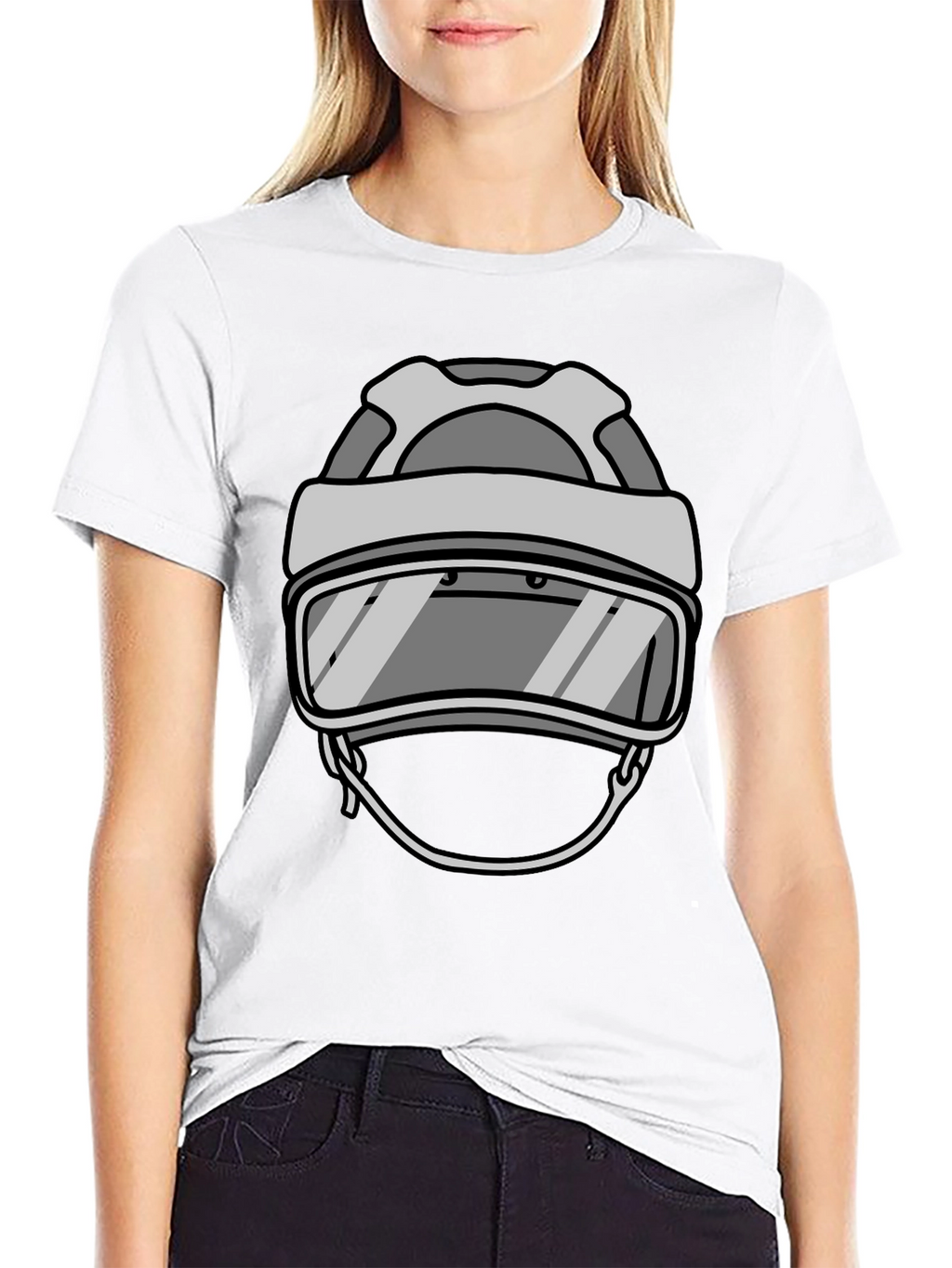 Cool Hockey Helmet Graphic Tee - Black