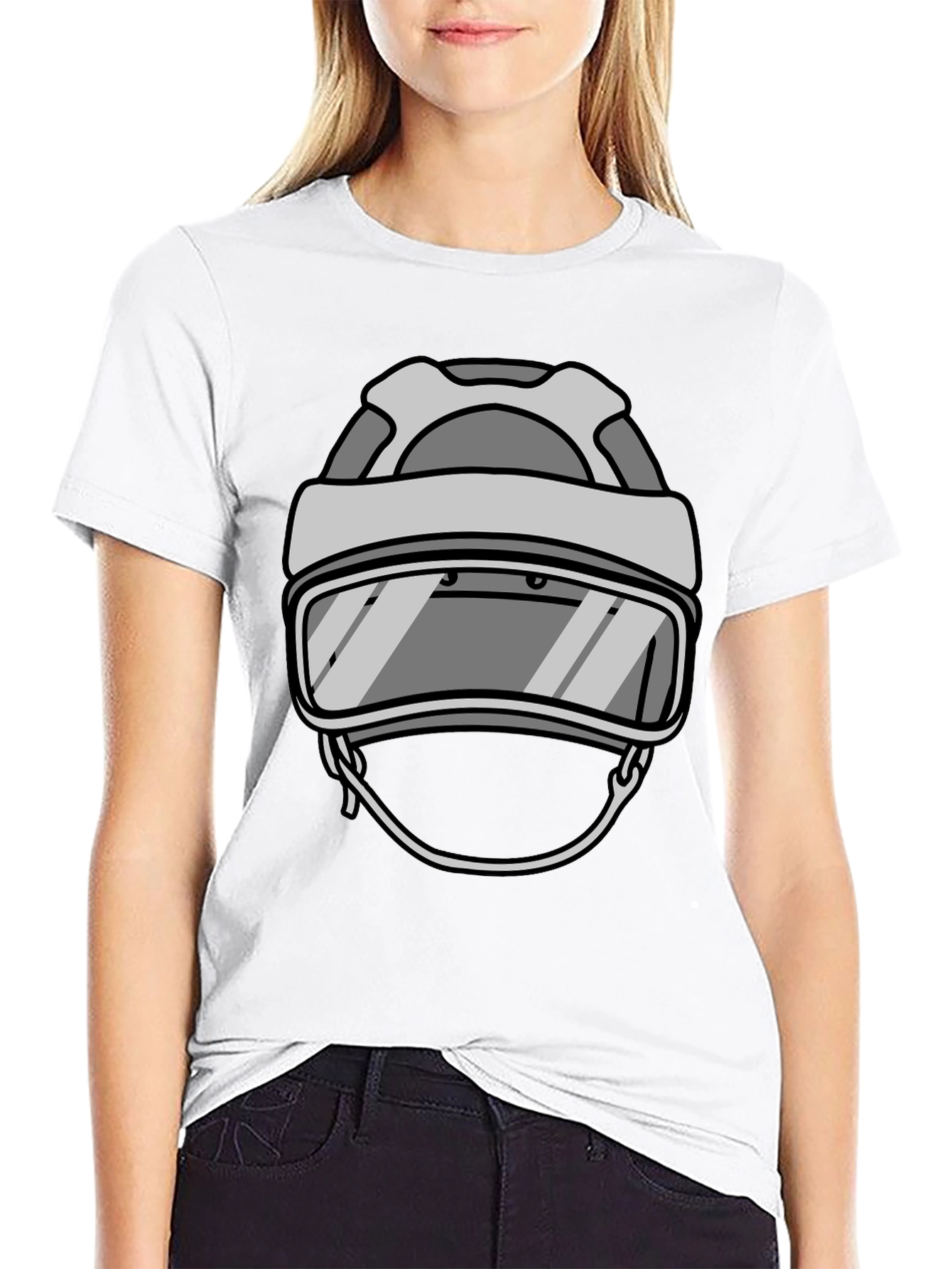 Cool Hockey Helmet Graphic Tee - Black