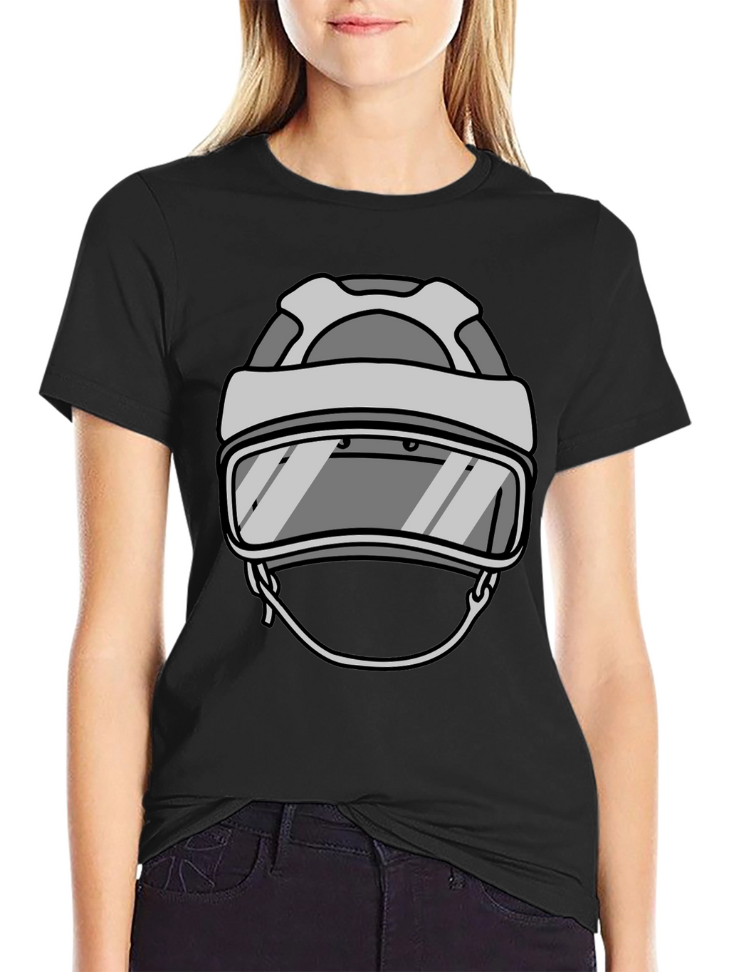 Cool Hockey Helmet Graphic Tee - Black