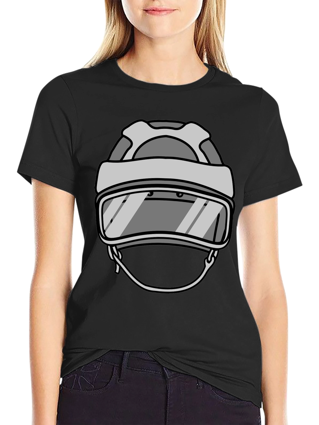 Cool Hockey Helmet Graphic Tee - Black