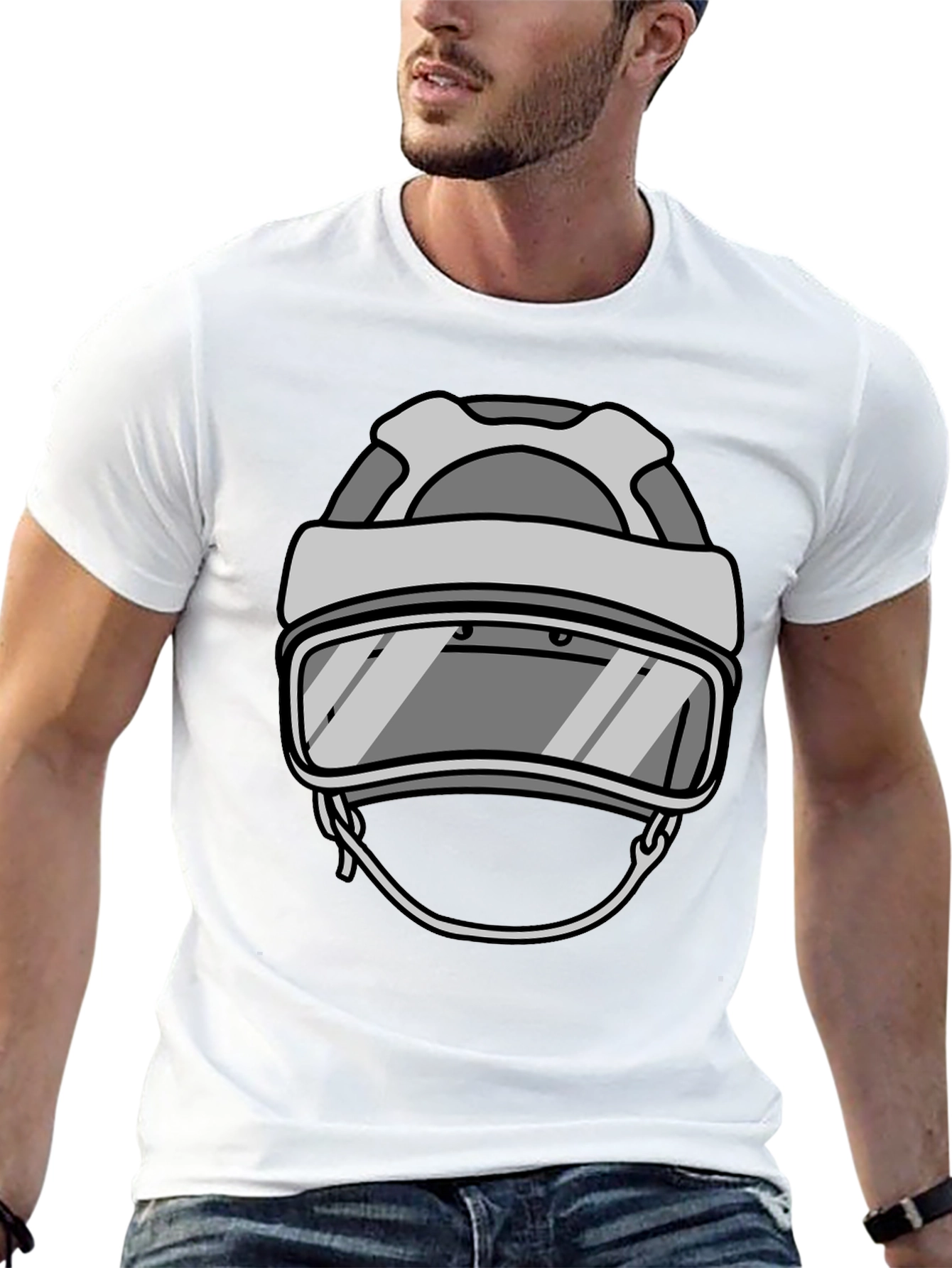 Cool Hockey Helmet Graphic Tee - Black