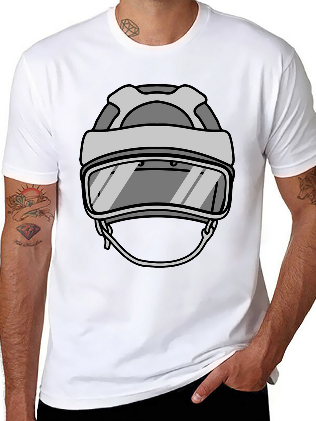 Cool Hockey Helmet Graphic Tee - Black