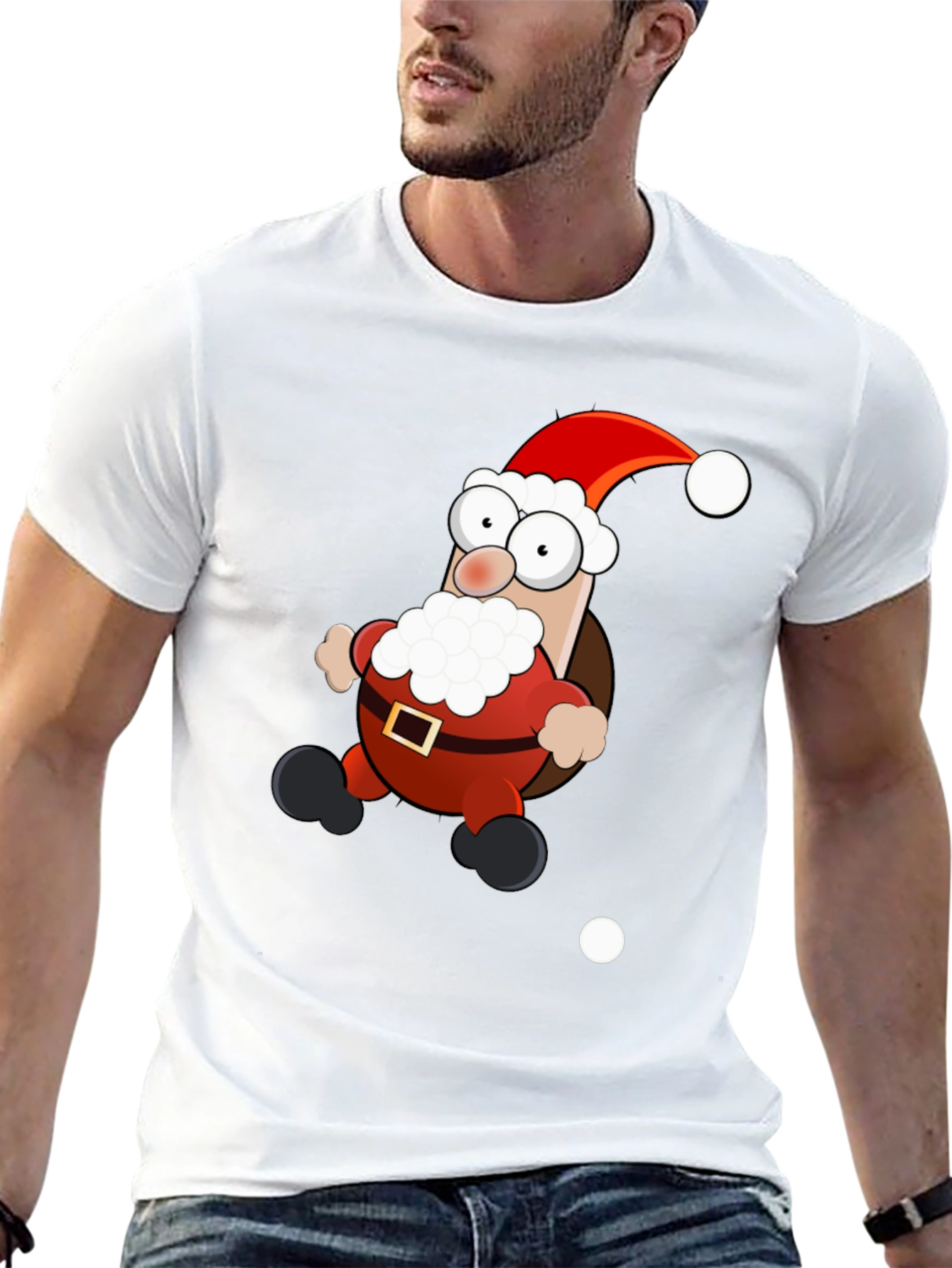 Cartoon Santa T-Shirt - Holiday Cheer