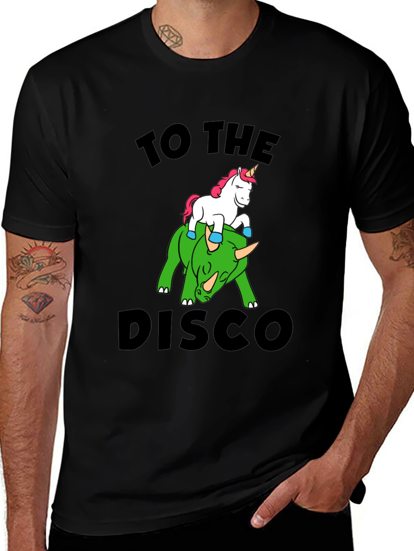 Unicorn Riding Dino T-Shirt - To the Disco