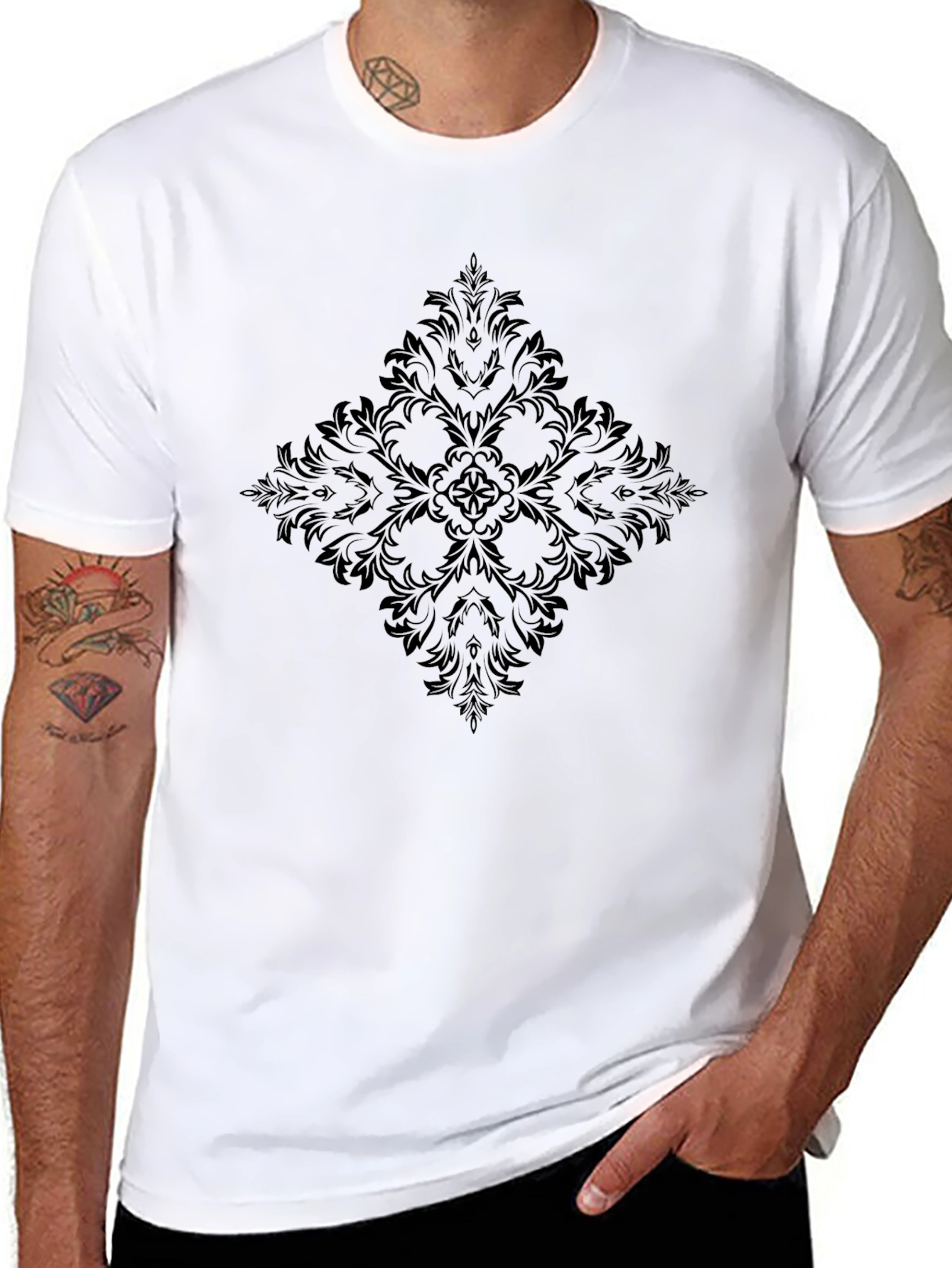 Elegant Black Patterned T-Shirt