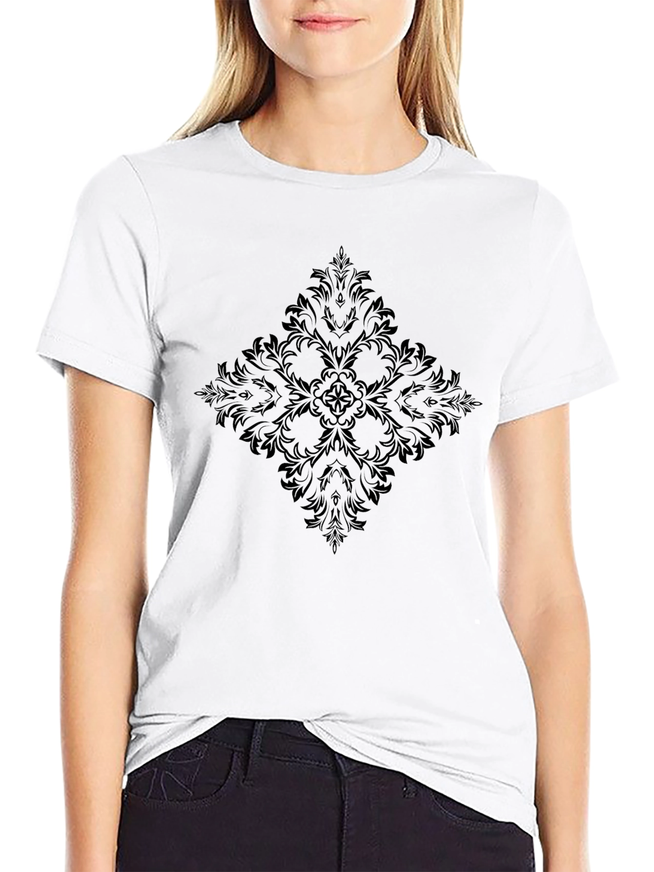Elegant Black Patterned T-Shirt