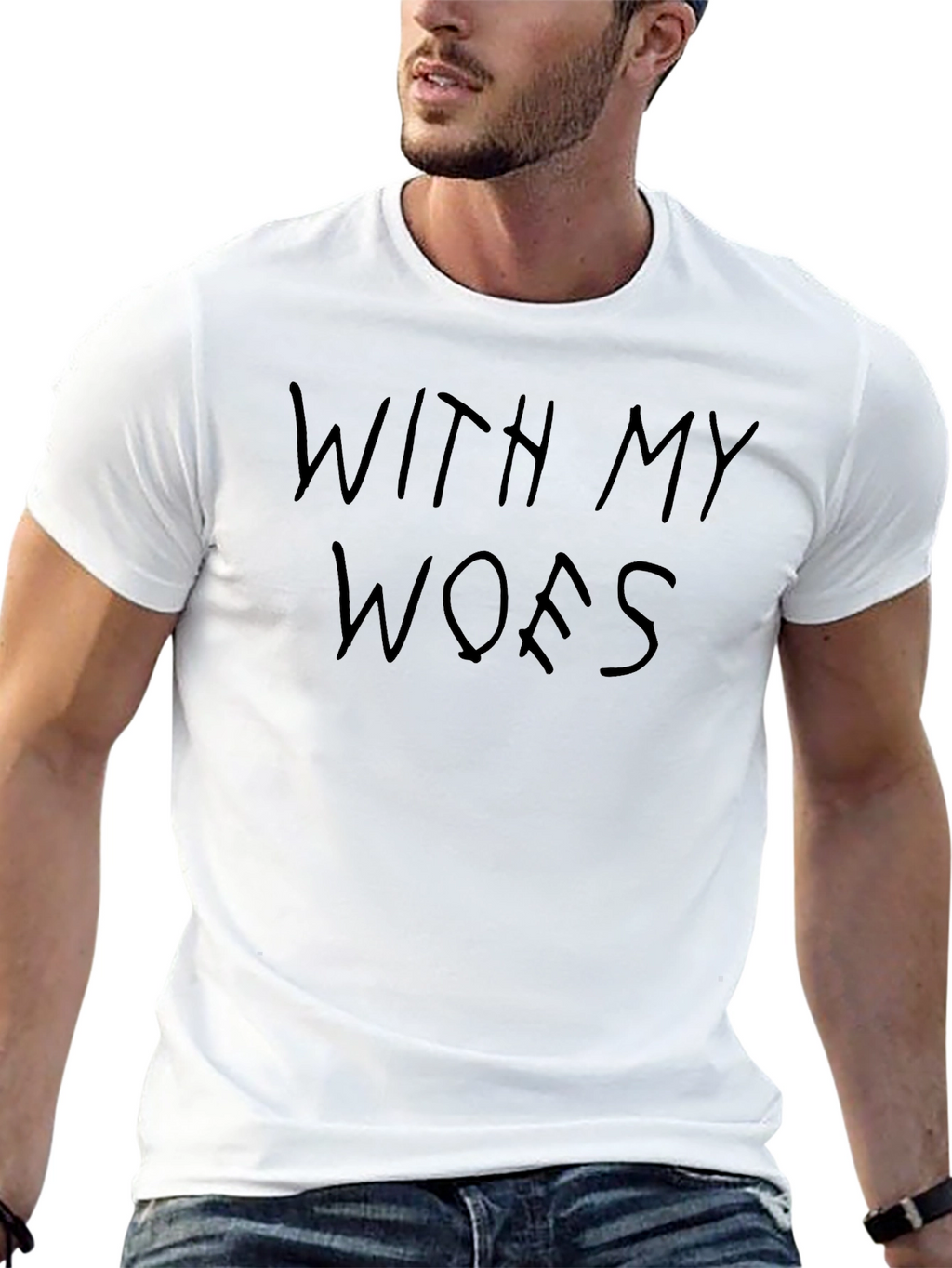With My Woes Black Graphic Tee