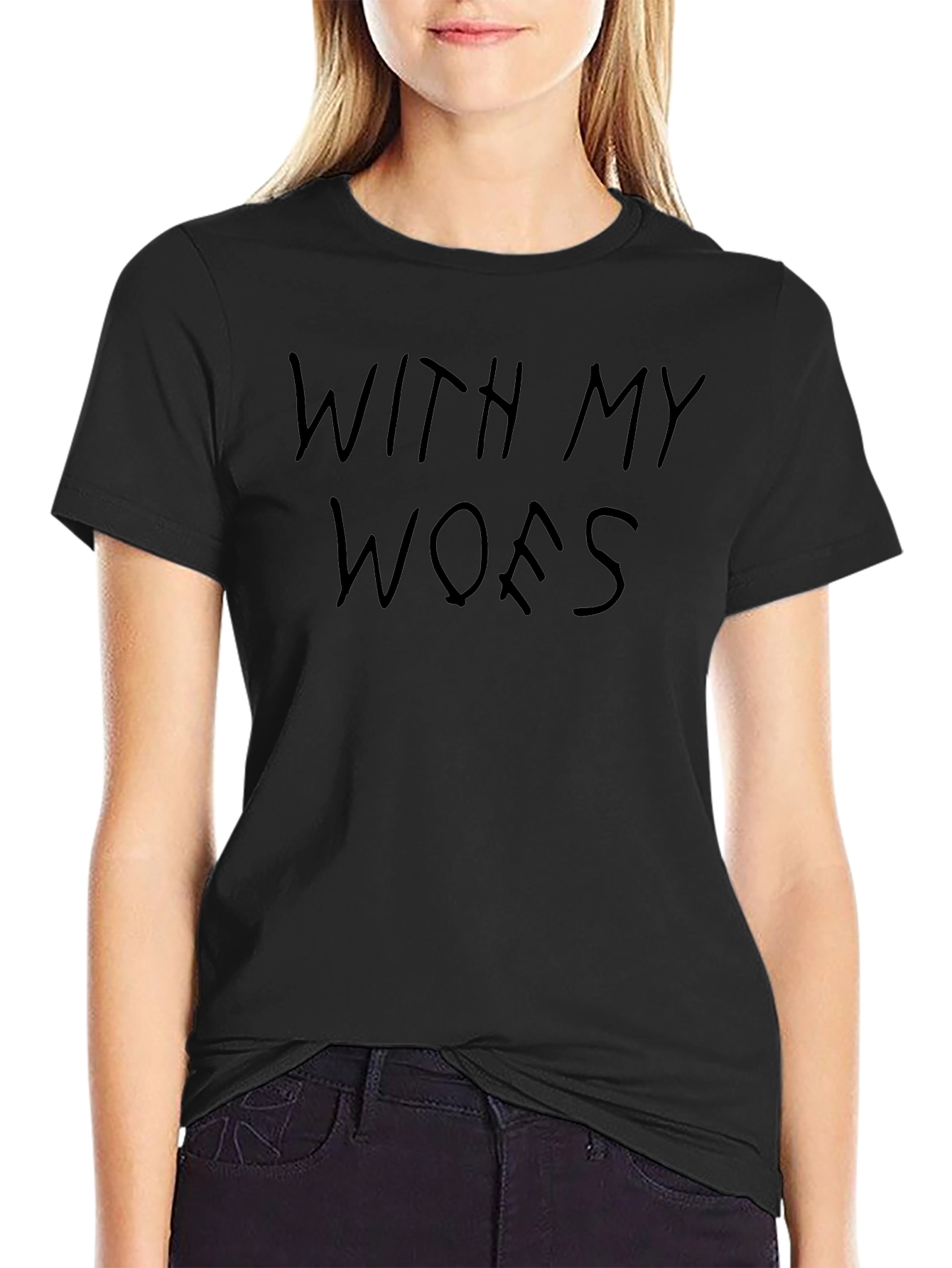 With My Woes Black Graphic Tee