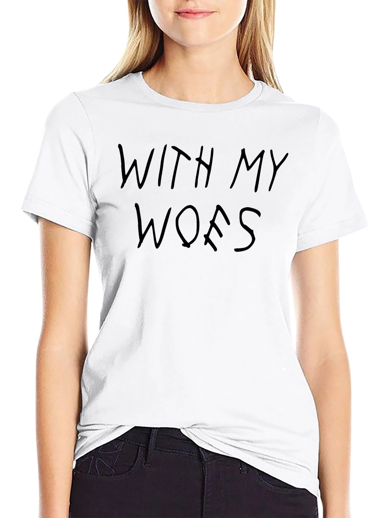 With My Woes Black Graphic Tee
