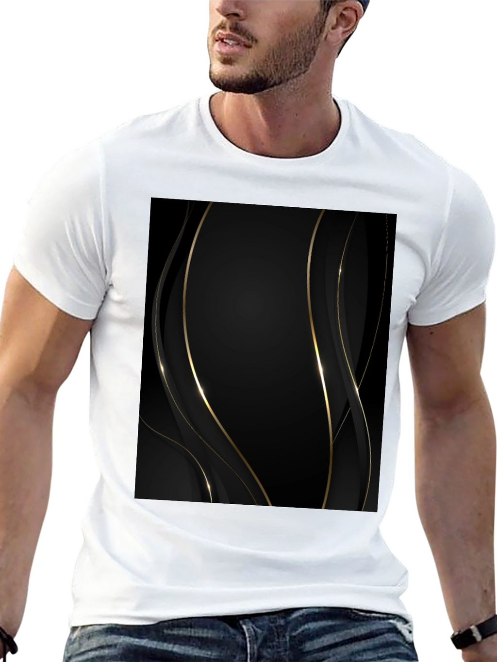 Elegant Black & Gold Abstract T-Shirt