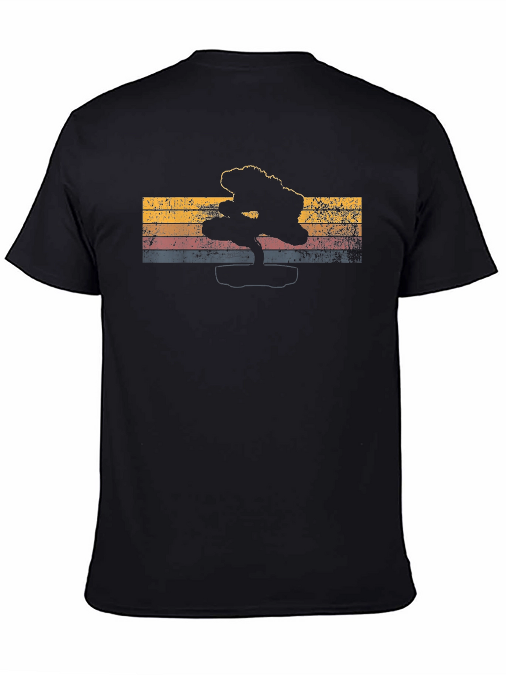 Retro Bonsai Tree Graphic Tee - Mens Black T-Shirt