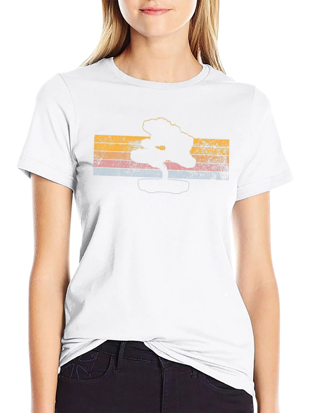 Retro Bonsai Tree Graphic Tee - Mens Black T-Shirt