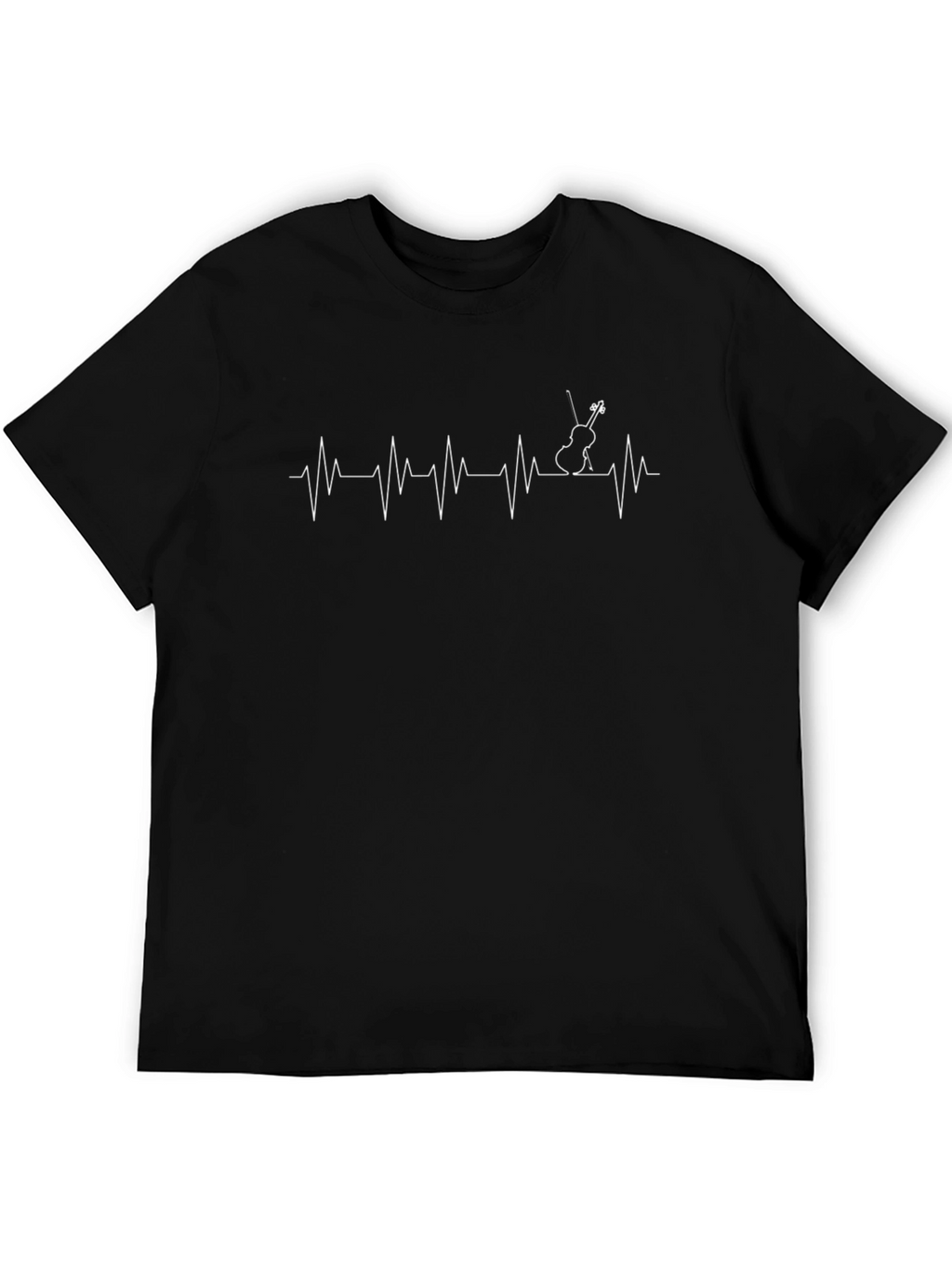 Violin Heartbeat Graphic T-Shirt - Black