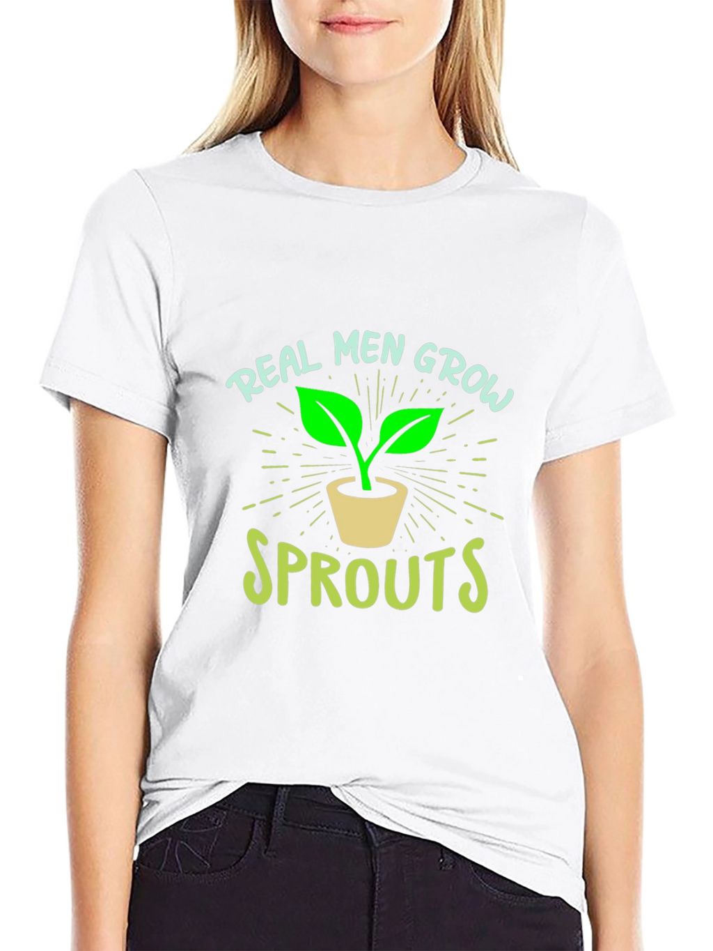 Real Men Grow Sprouts Graphic Tee - Black