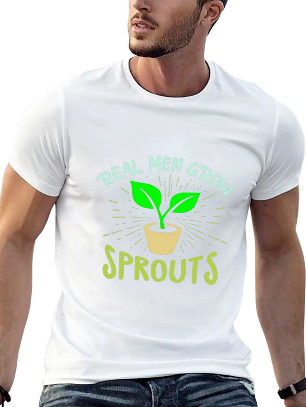 Real Men Grow Sprouts Graphic Tee - Black