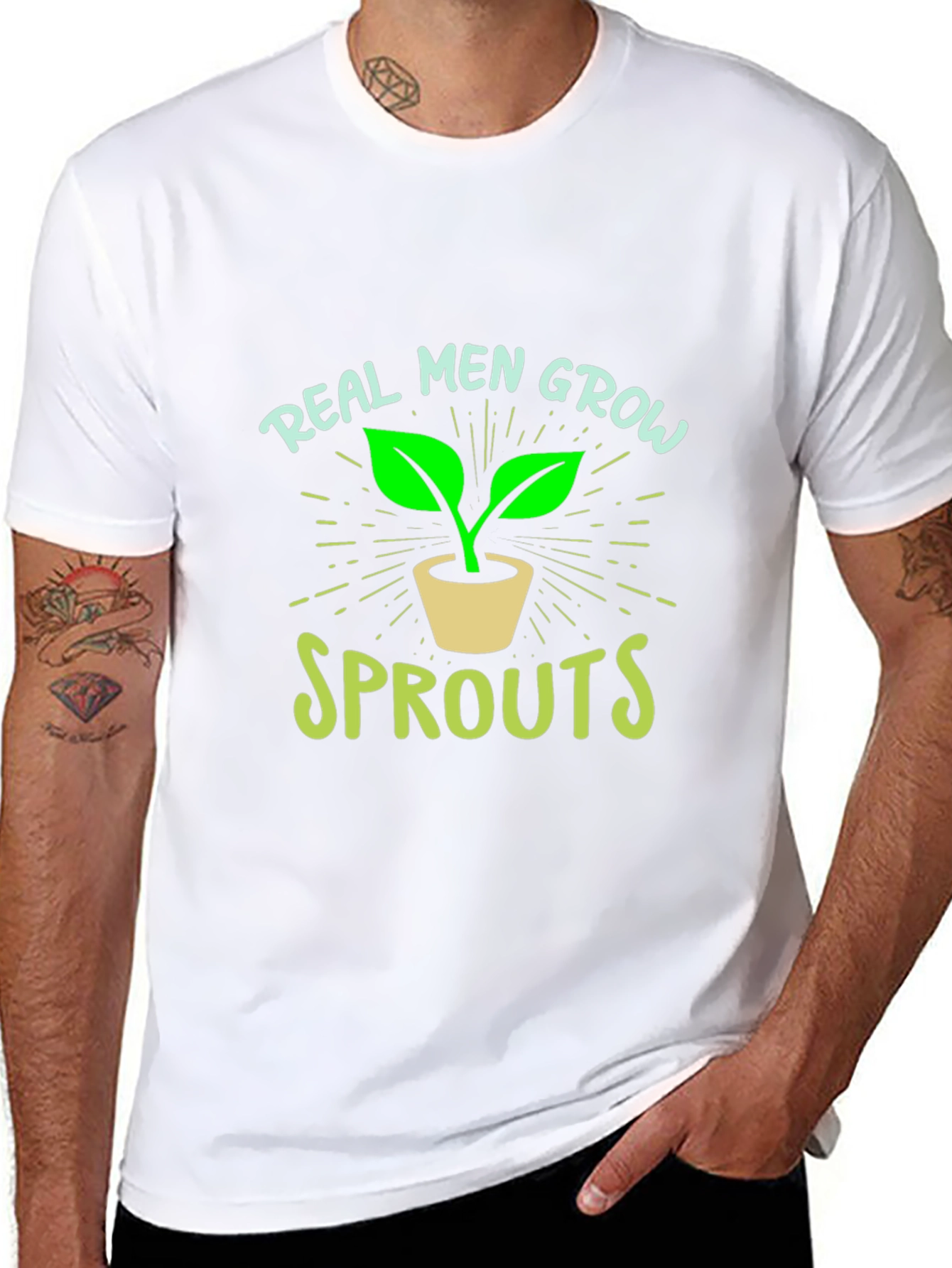 Real Men Grow Sprouts Graphic Tee - Black