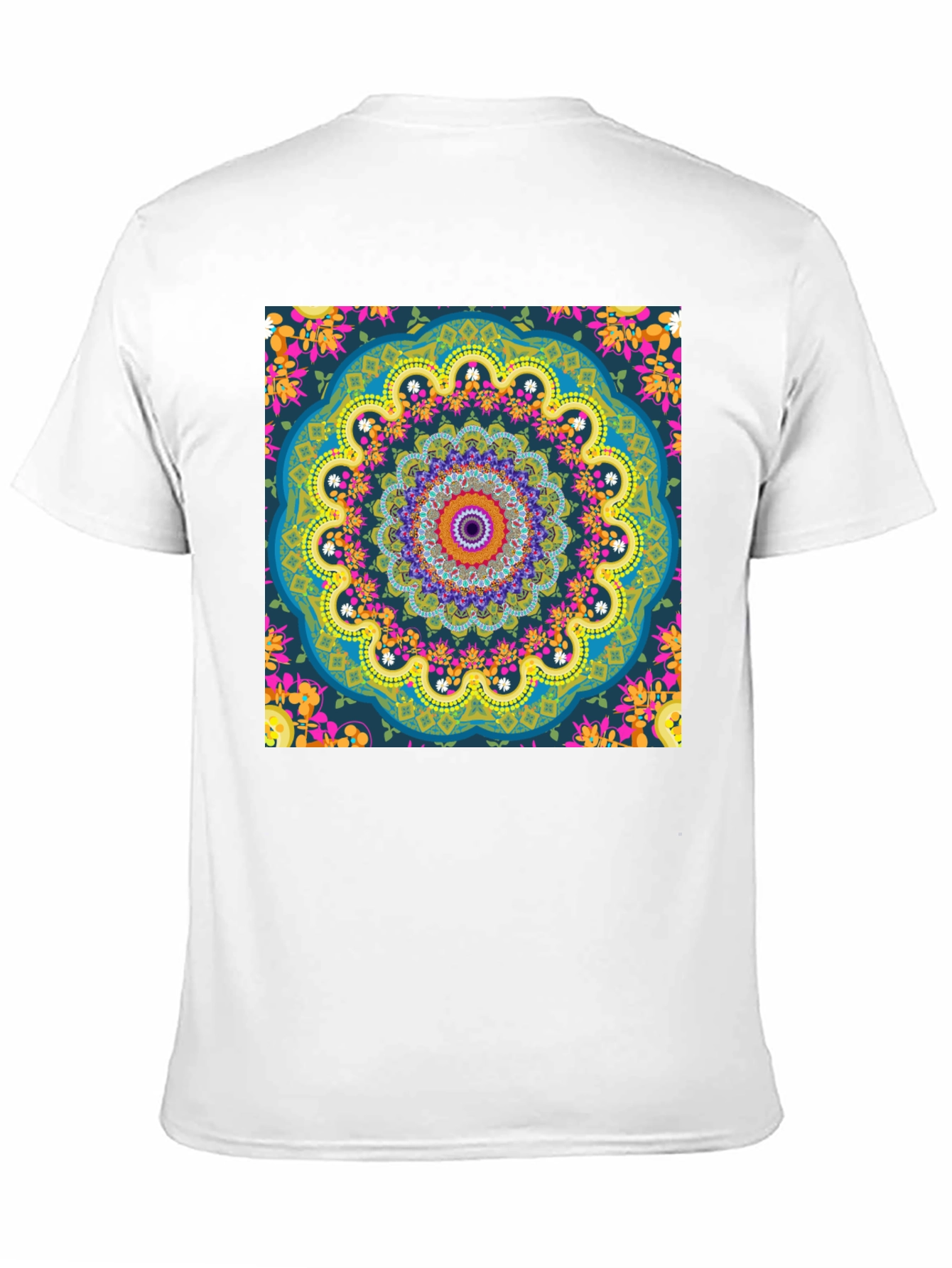 Mandala Print Mens Black T-Shirt