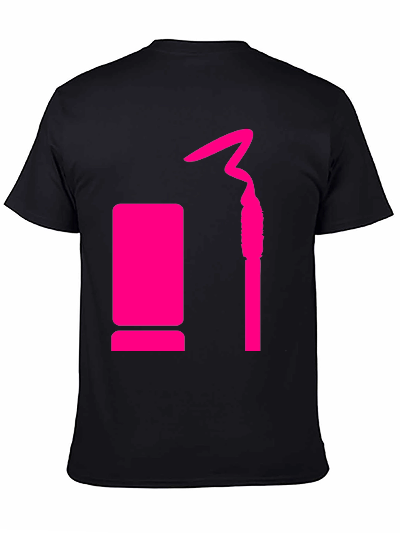 Trendy Black Tee with Pink Lipstick Design