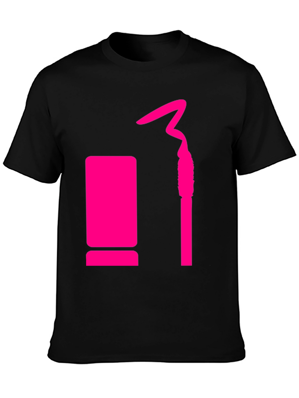 Trendy Black Tee with Pink Lipstick Design