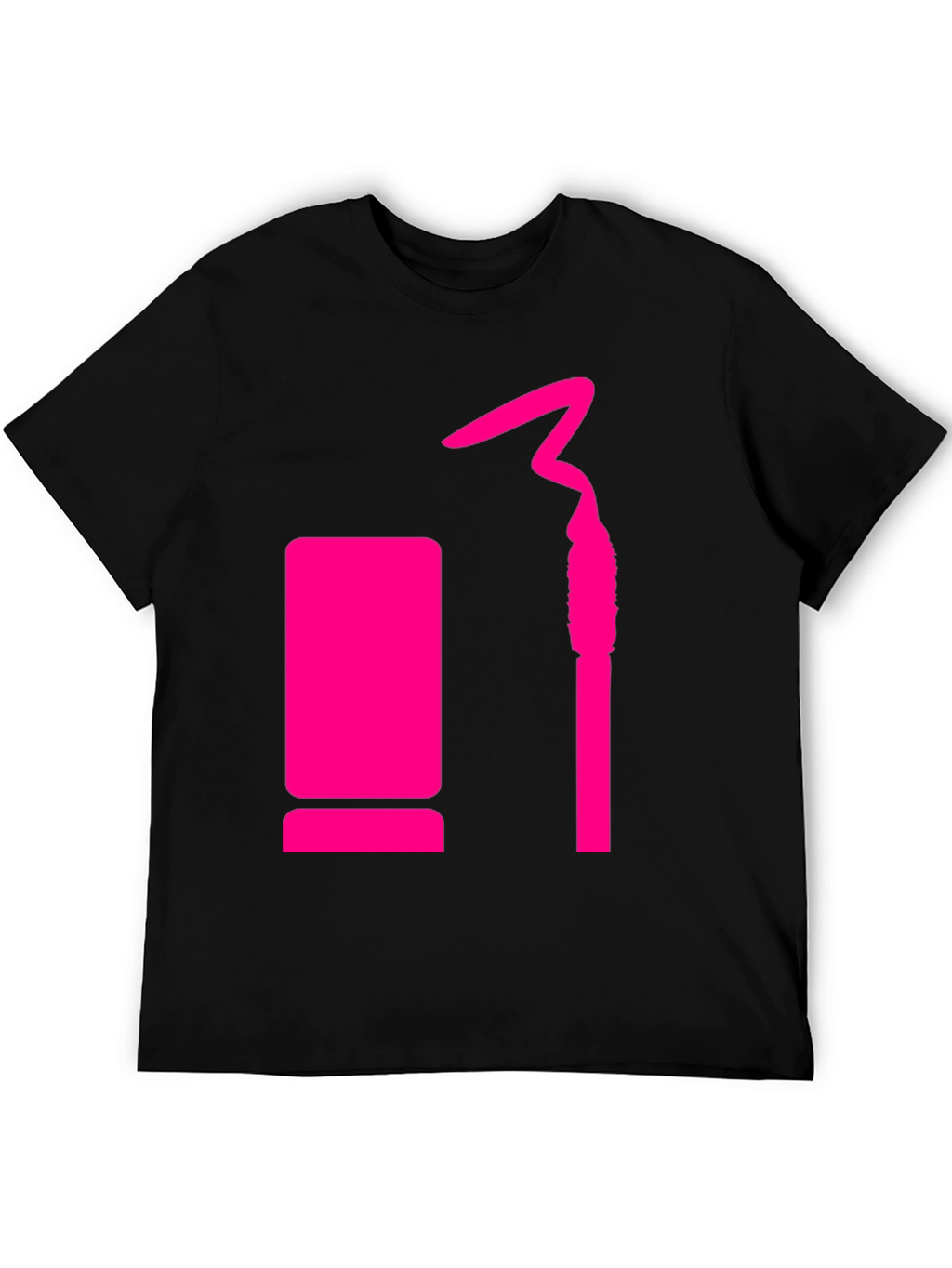 Trendy Black Tee with Pink Lipstick Design