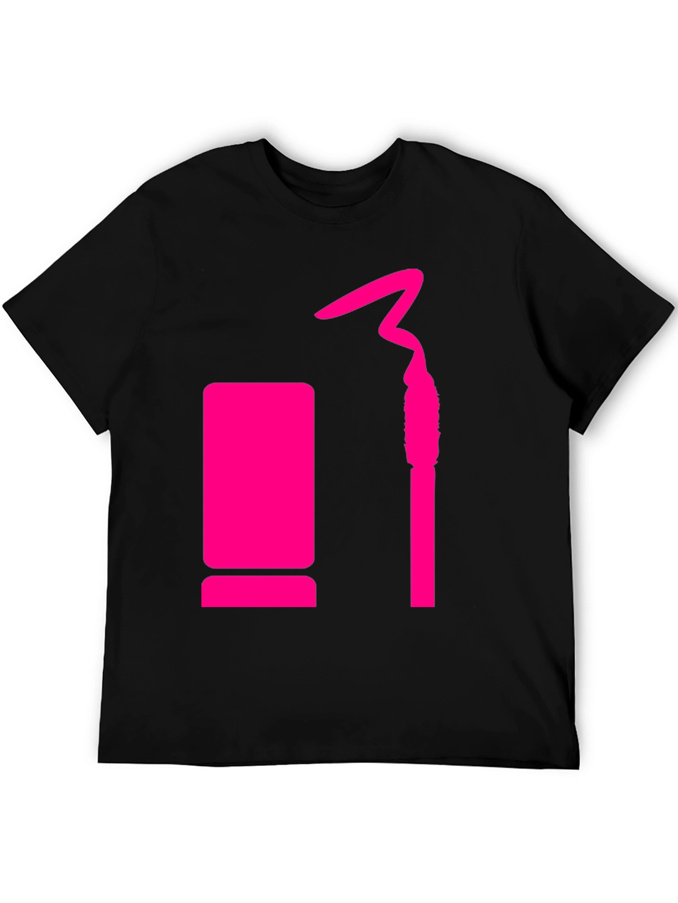 Trendy Black Tee with Pink Lipstick Design