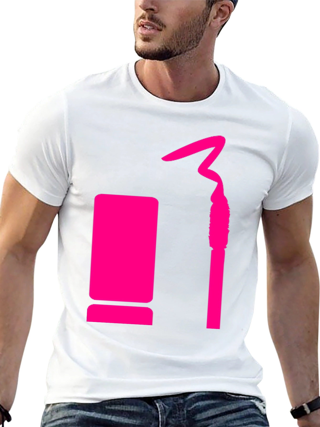 Trendy Black Tee with Pink Lipstick Design