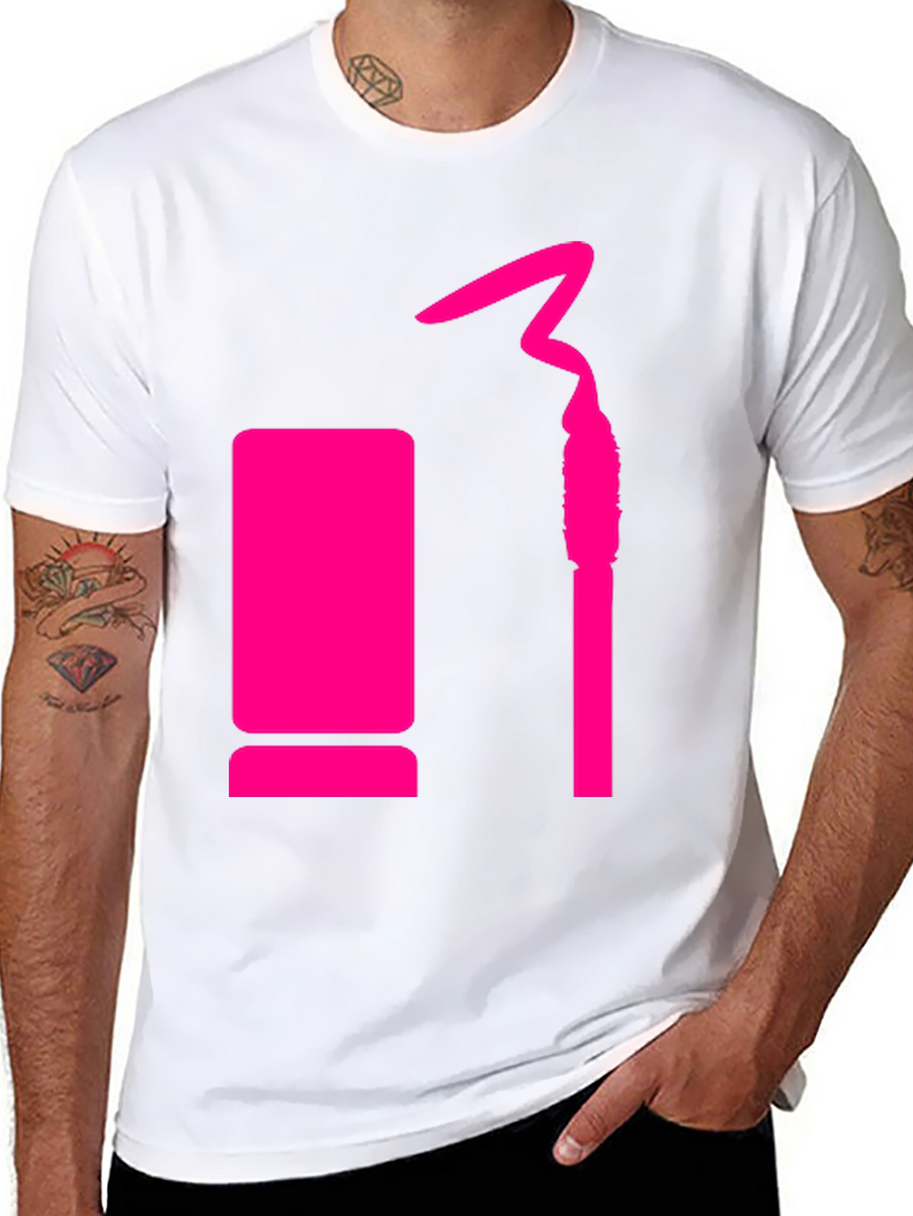 Trendy Black Tee with Pink Lipstick Design