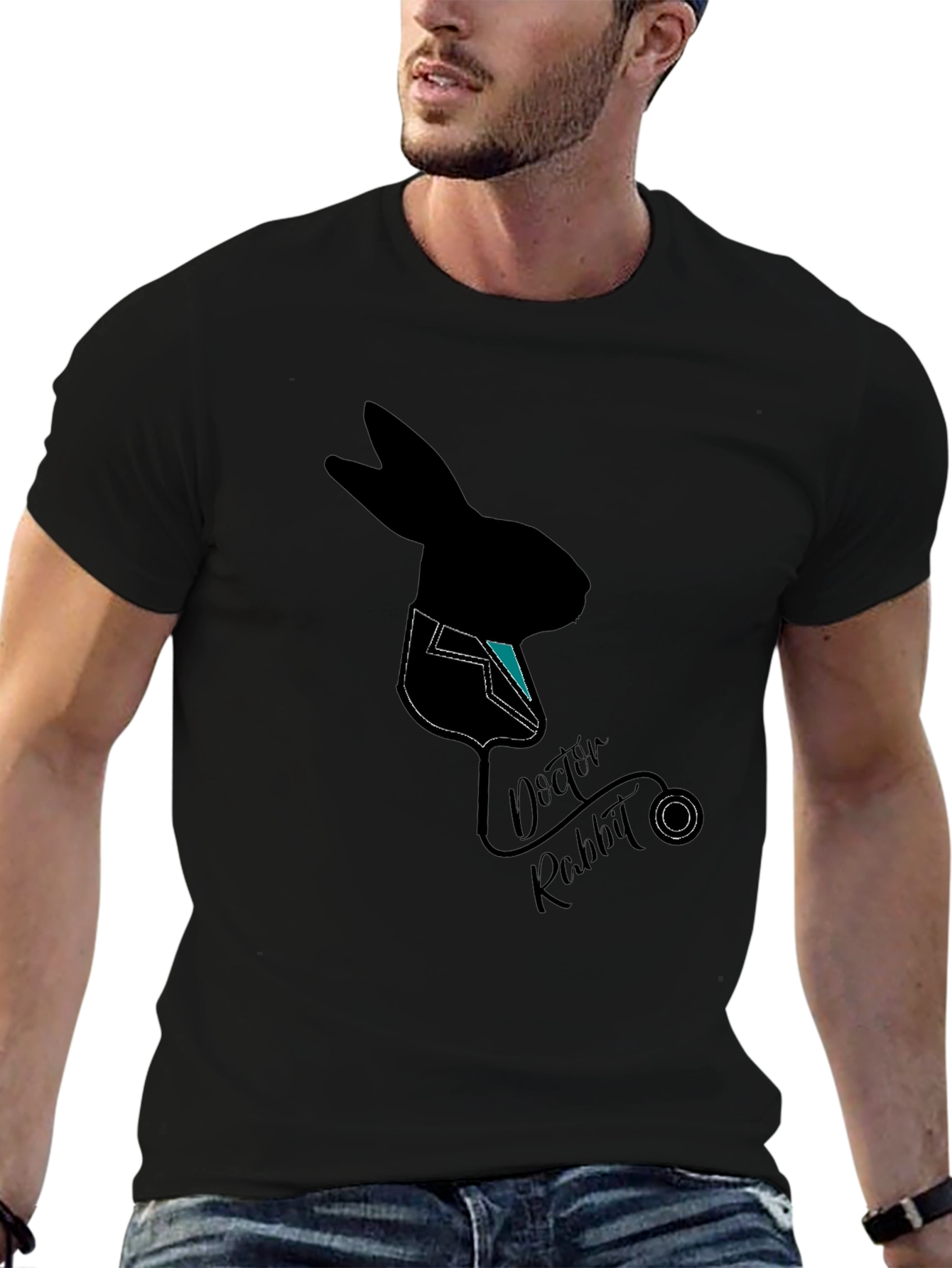 Doctor Rabbit Graphic T-Shirt - Black Cotton Tee