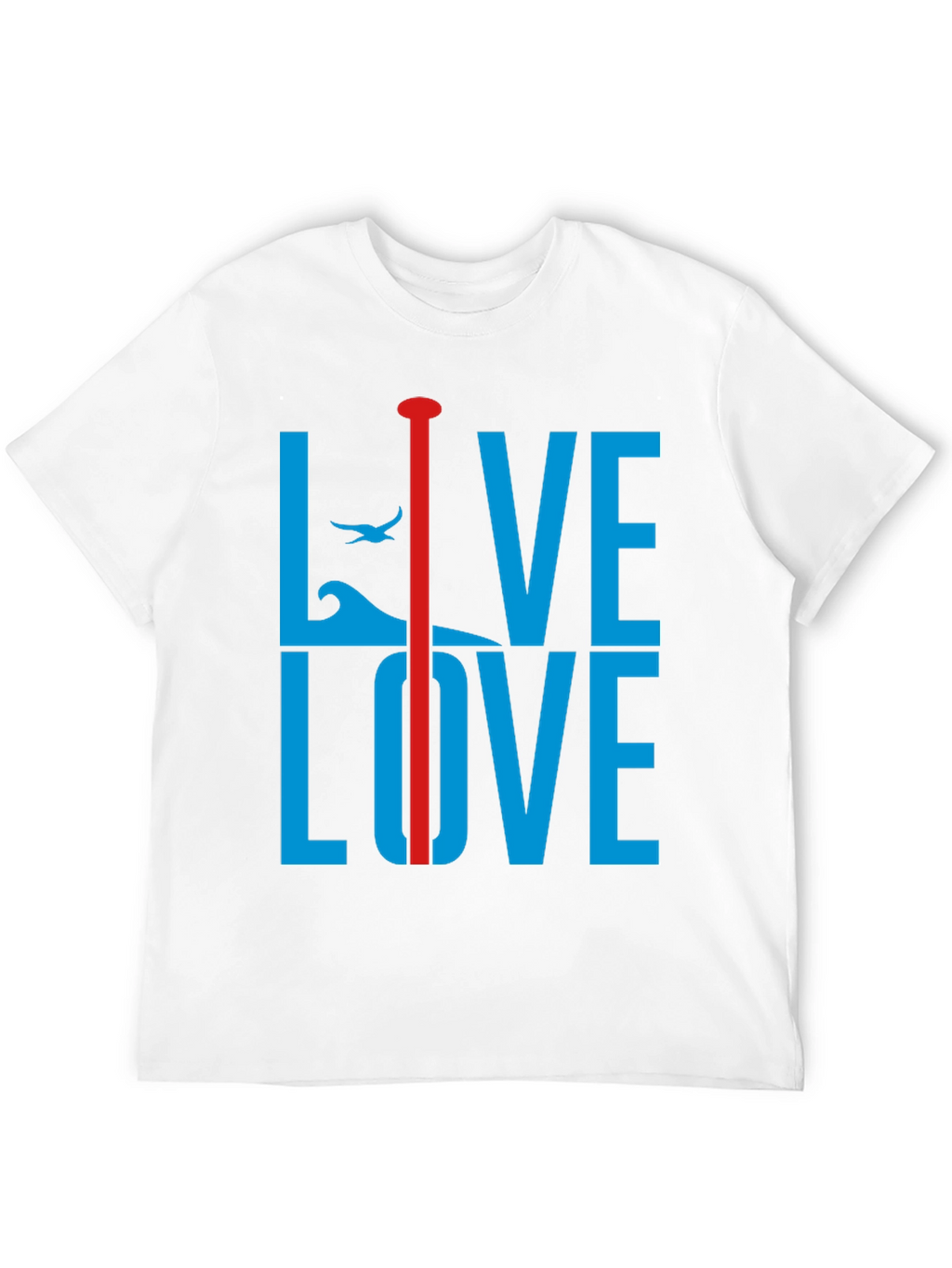 Live Love Graphic Tee - Blue and Red Design