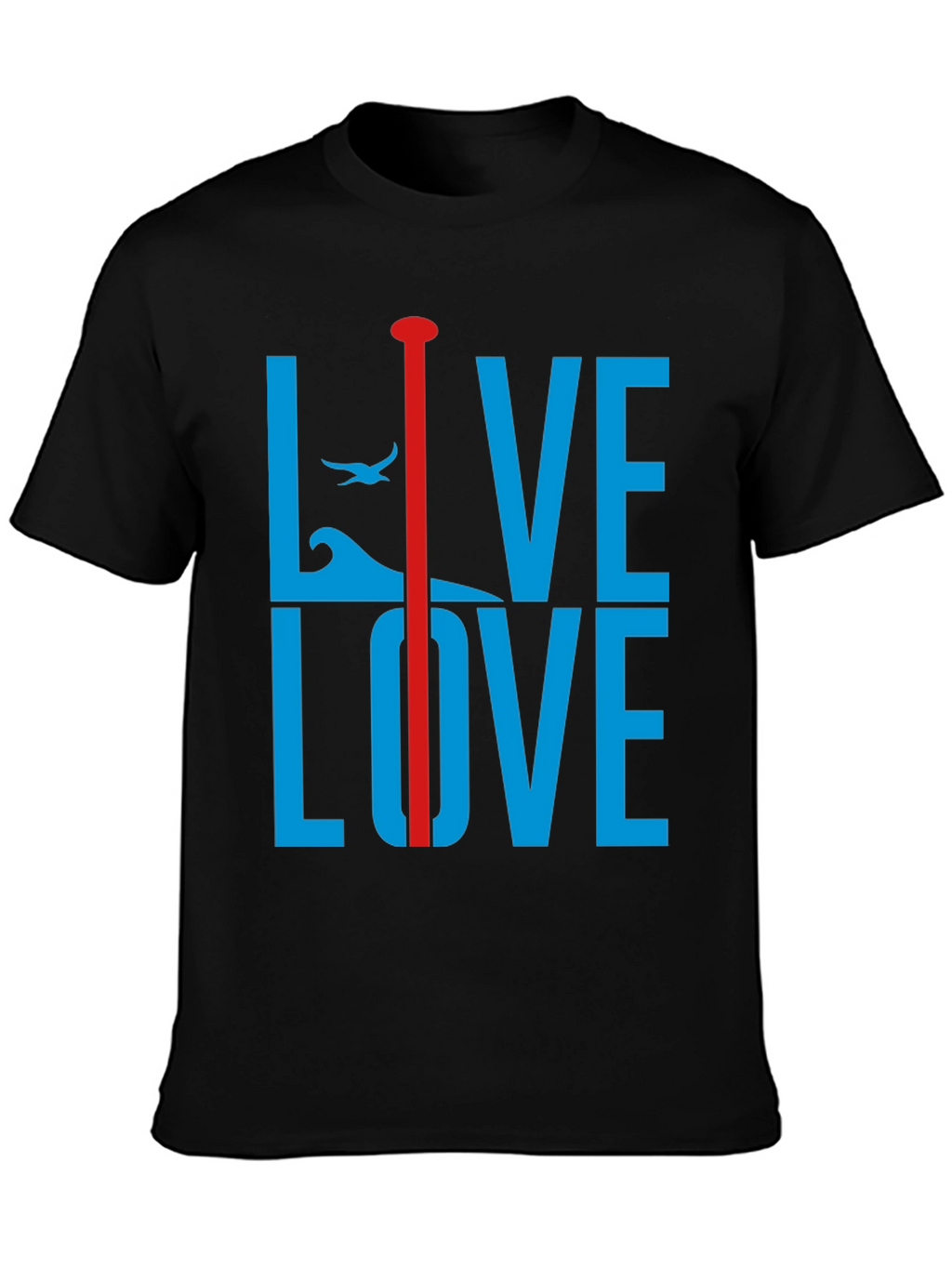 Live Love Graphic Tee - Blue and Red Design