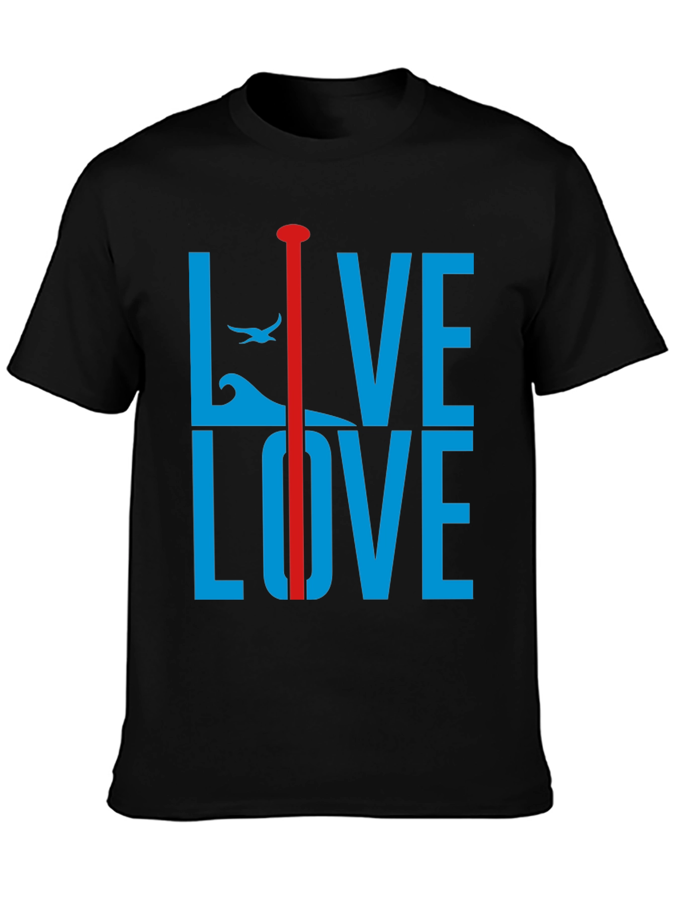 Live Love Graphic Tee - Blue and Red Design