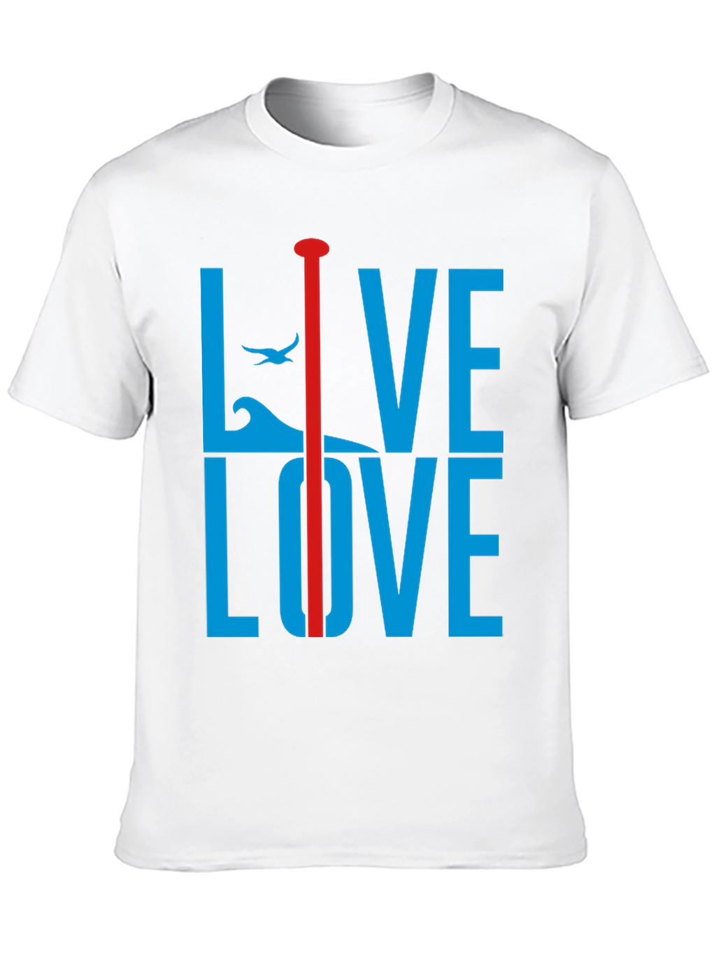 Live Love Graphic Tee - Blue and Red Design