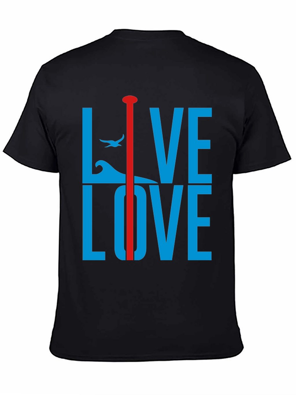 Live Love Graphic Tee - Blue and Red Design