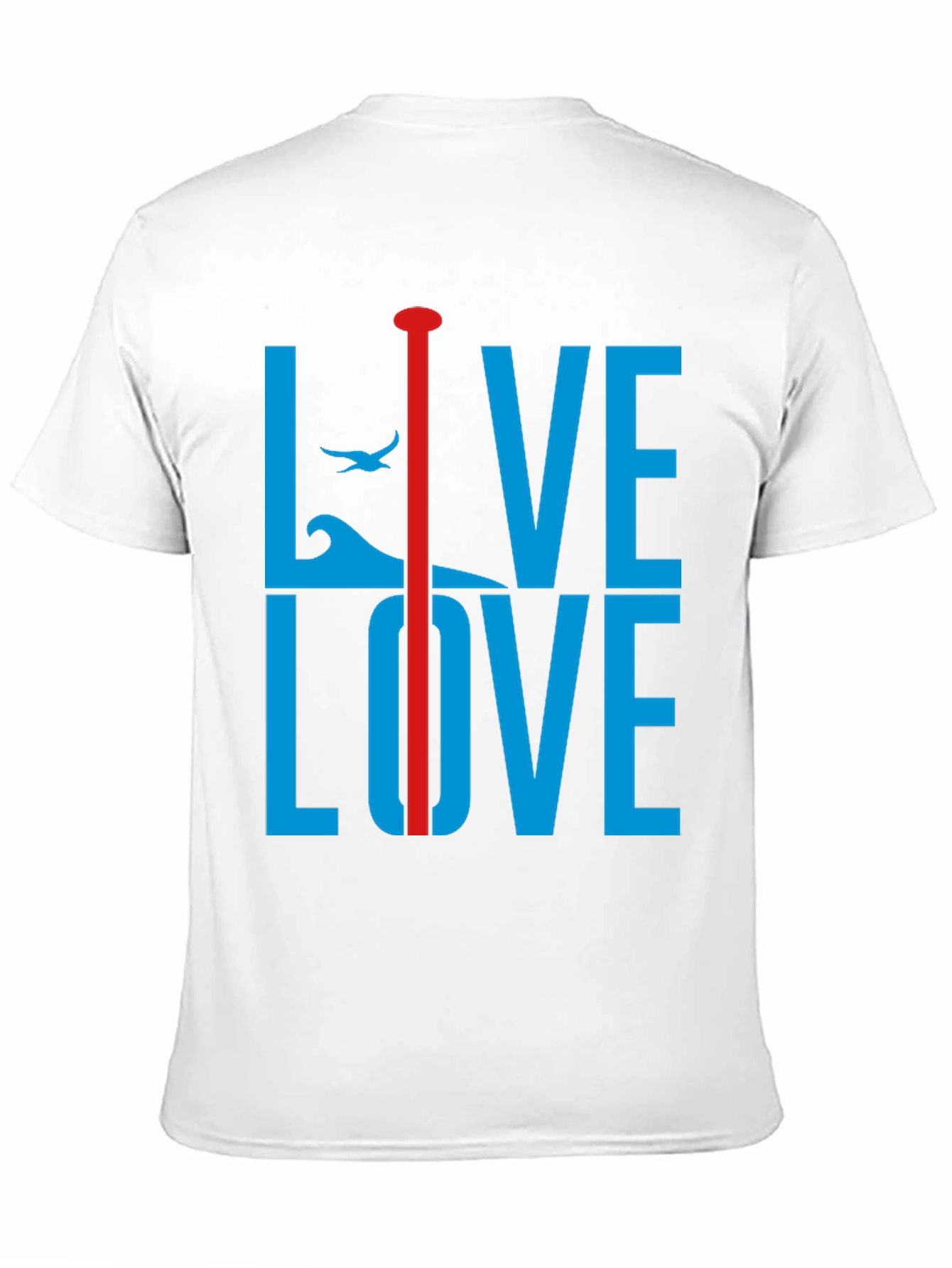 Live Love Graphic Tee - Blue and Red Design